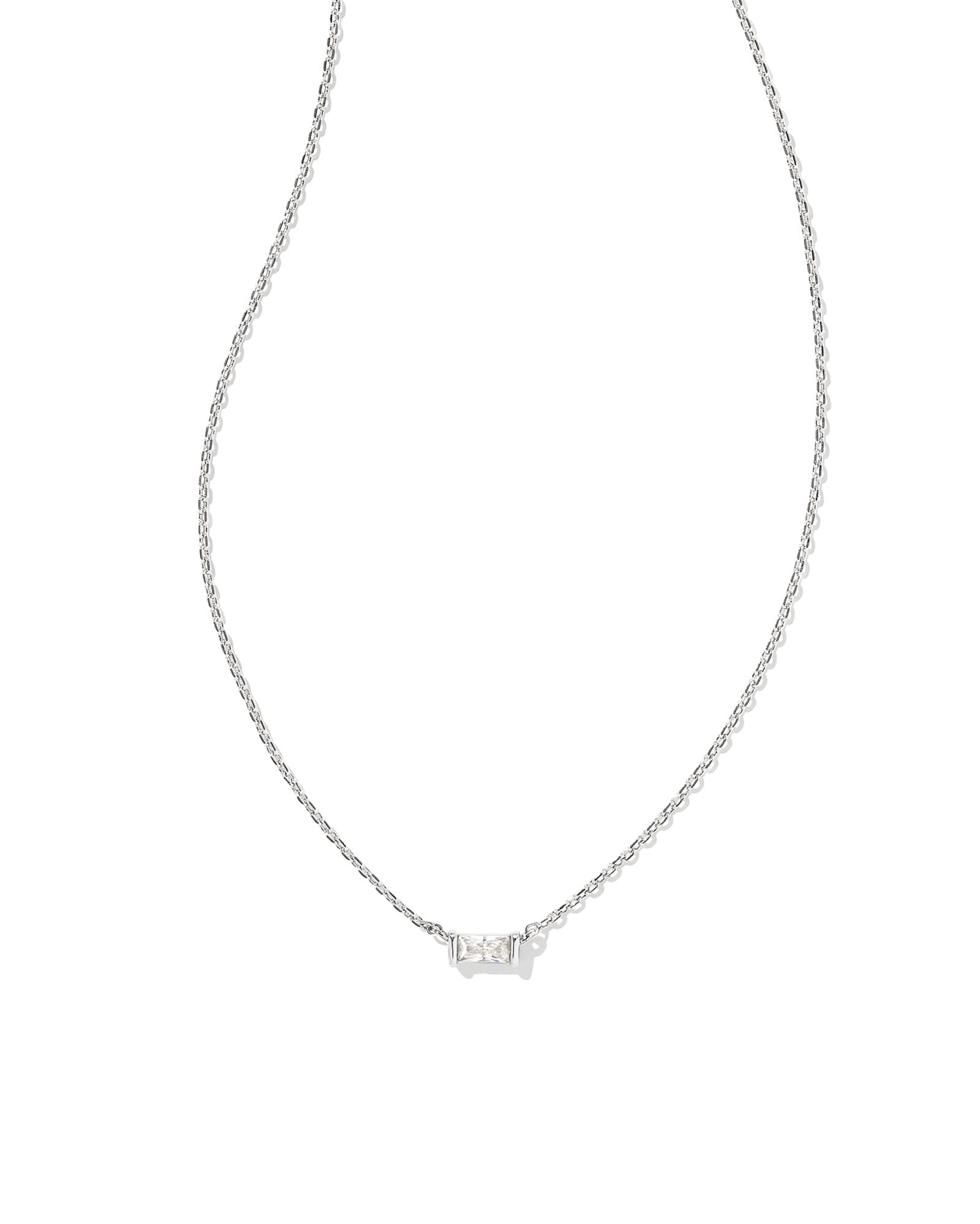 Kendra Scott Juliette Silver Pendant Necklace in White Crystal | Crystal/Metal Rhodium