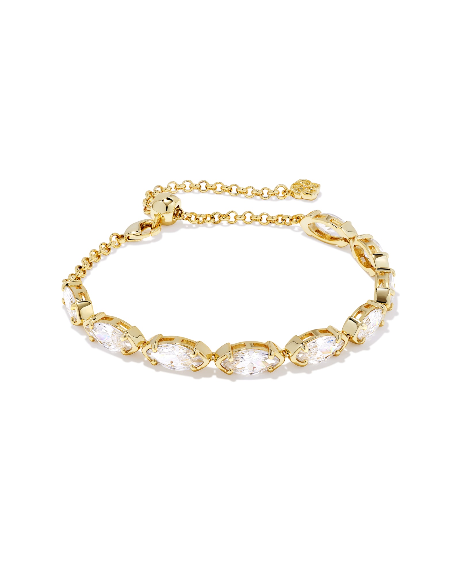 Kendra Scott Genevieve Gold Delicate Chain Bracelet in White Crystal | Plated Brass