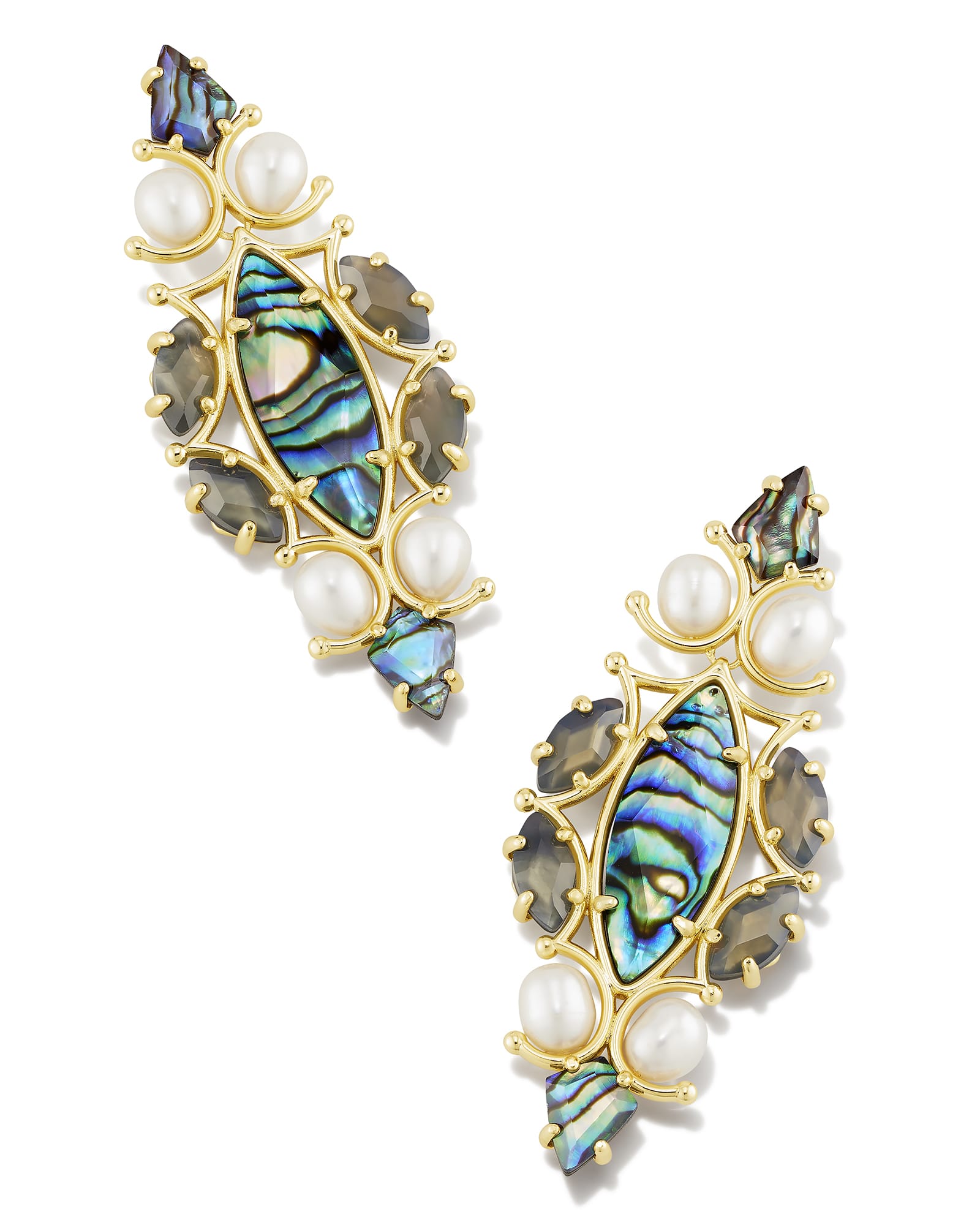 Kendra Scott Genevieve Gold Statement Earrings in Abalone Mix | Shell