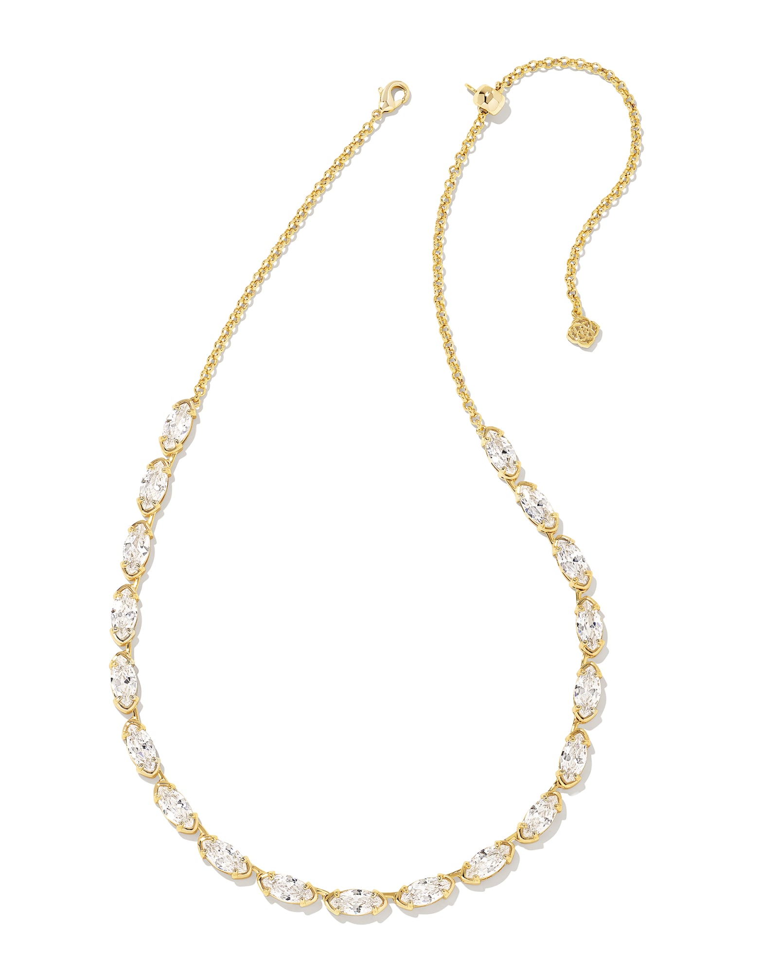 Kendra Scott Genevieve Gold Strand Necklace in White Crystal | Plated Brass