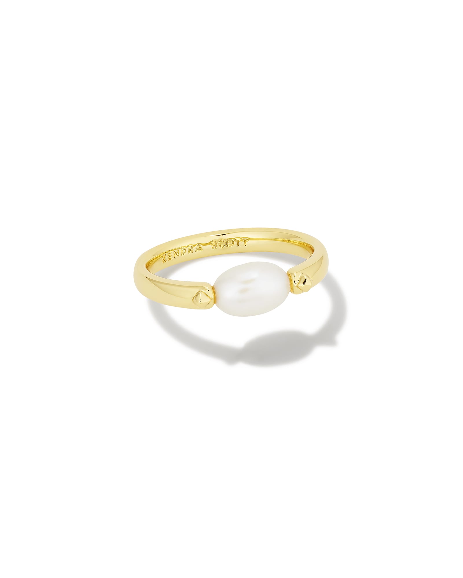 Kendra Scott Leighton Gold Band Ring in White | Pearl | Size 4