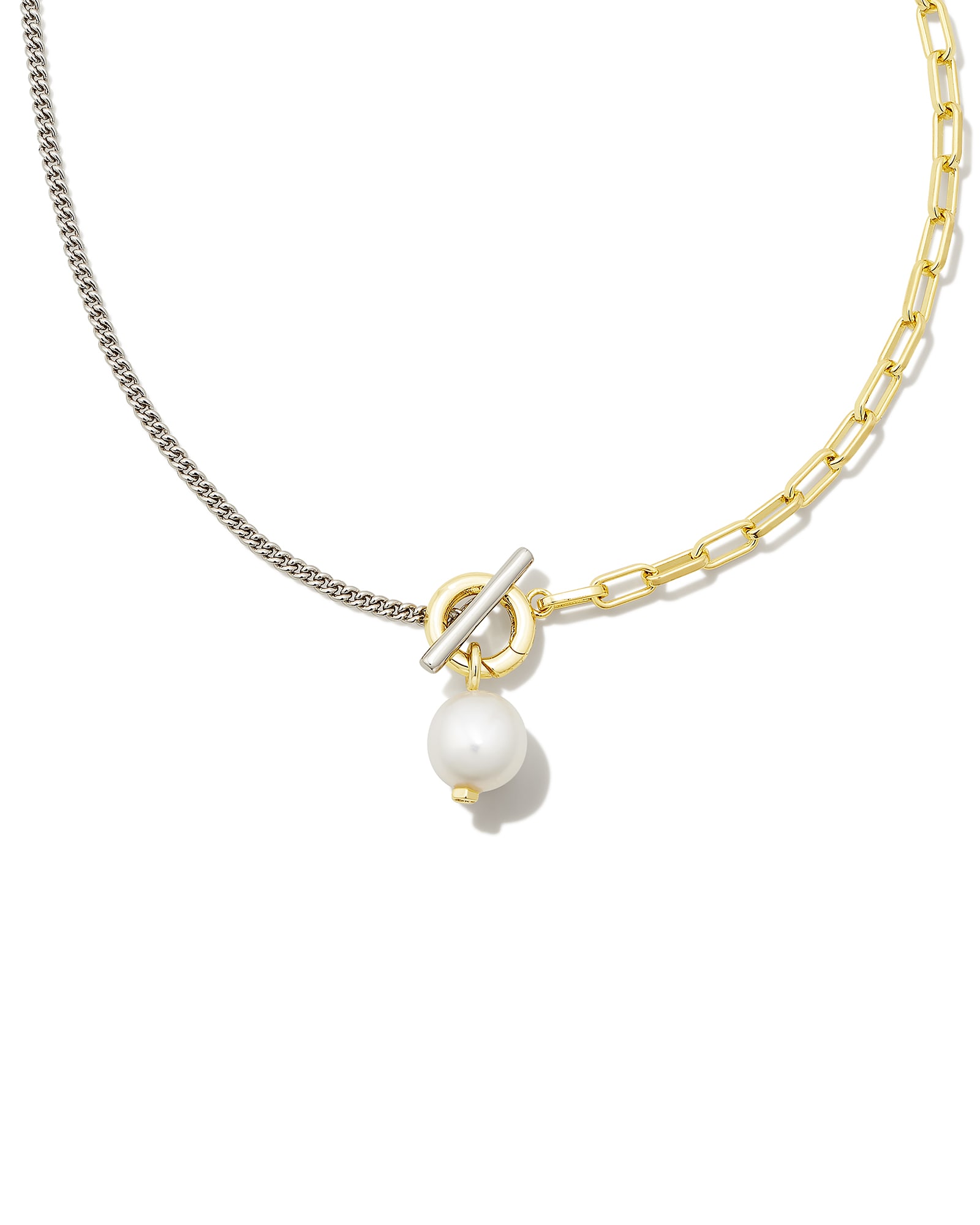 Kendra Scott Leighton Convertible Mixed Metal Pearl Chain Necklace in White Pearl | Pearl/Metal