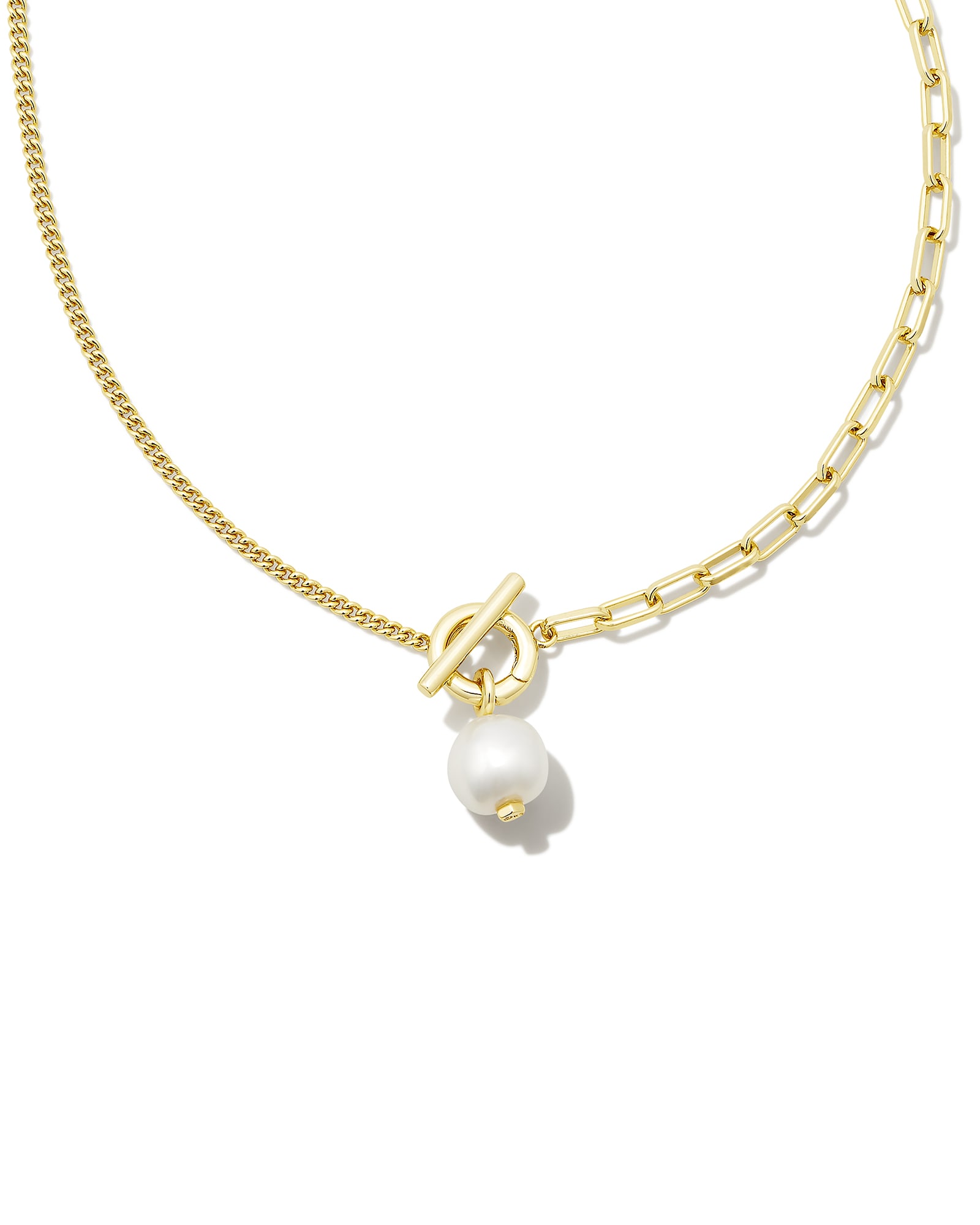 Kendra Scott Leighton Convertible Gold Chain Necklace in White | Pearl