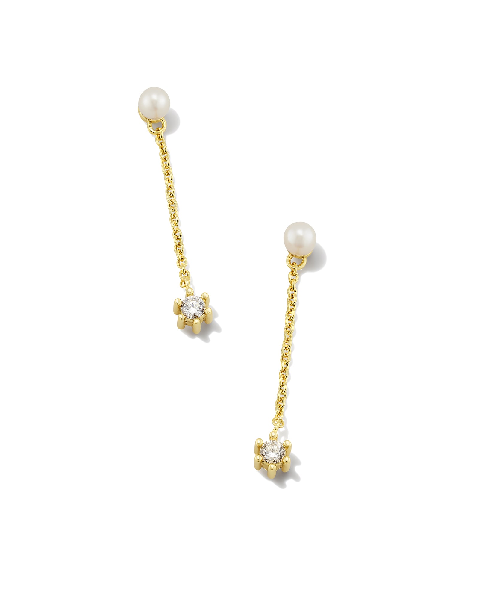 Photos - Earrings KENDRA SCOTT Leighton Gold Linear  in White | Pearl 