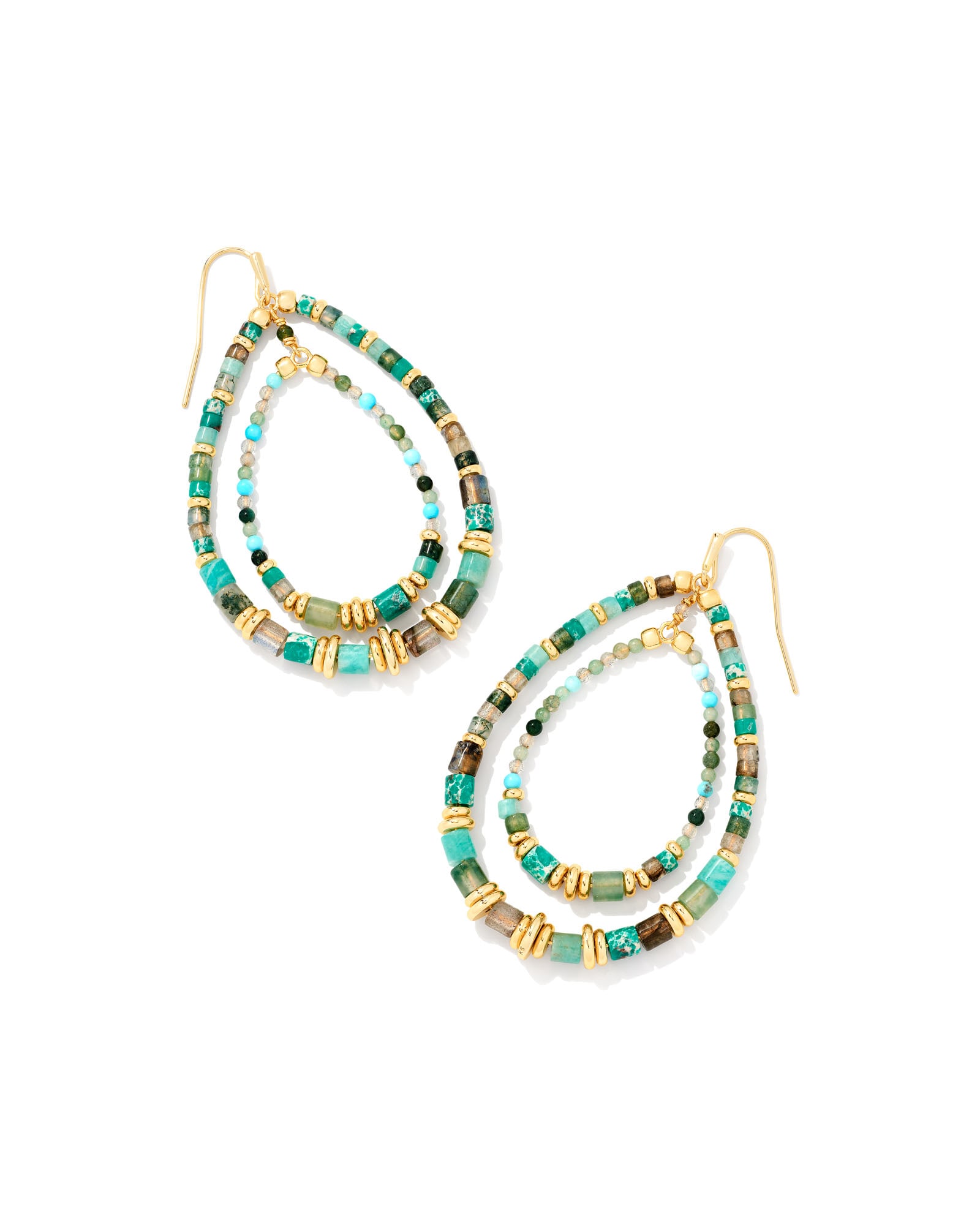 Paparazzi Double Edge Gold Beaded Hoop Earrings