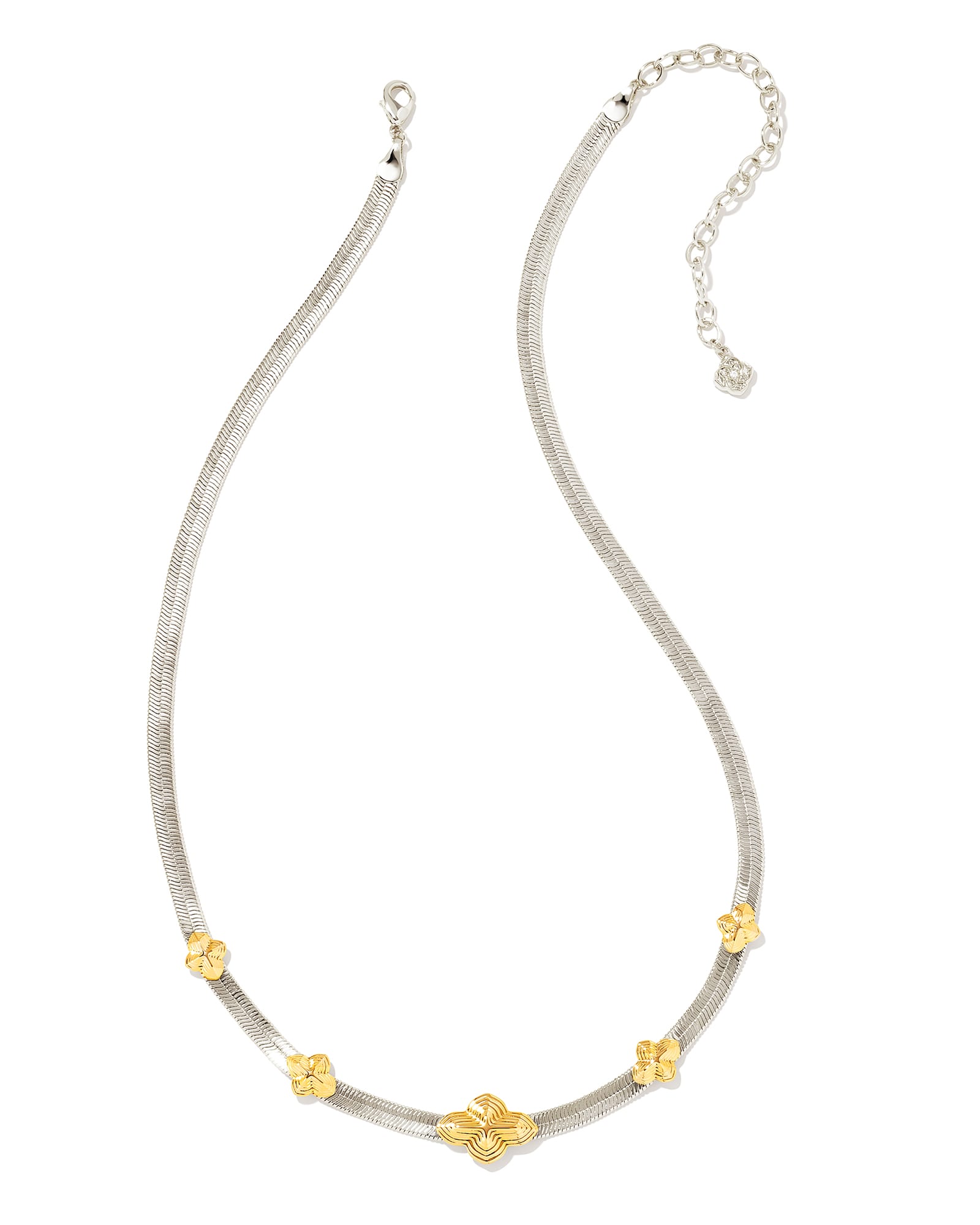 Kendra Scott Abbie Herringbone Necklace in Mixed Metal | Plated Brass