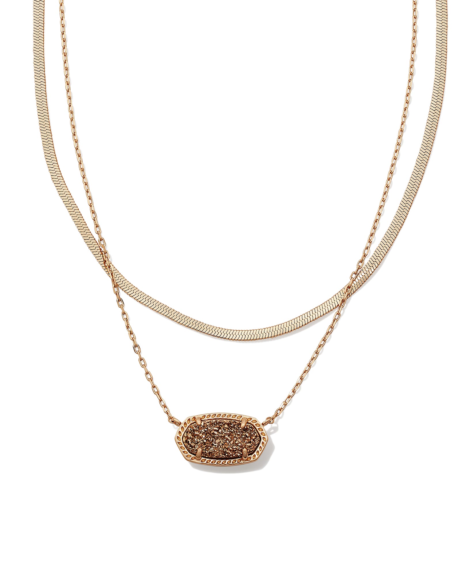 Kendra Scott Elisa Herringbone Rose Gold Multi Strand Necklace in Rose Gold | Drusy