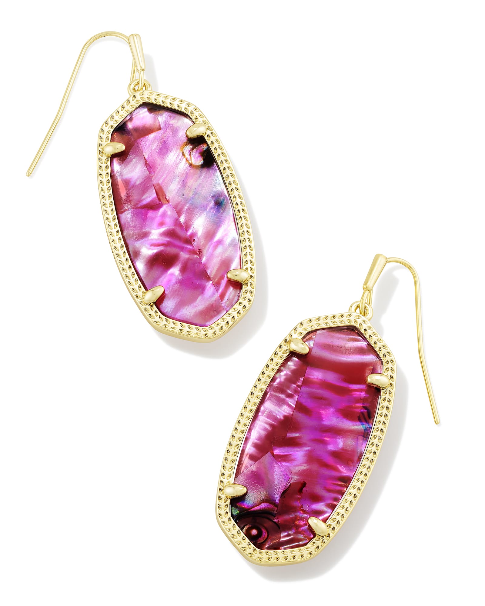 Kendra Scott Elle Gold Drop Earrings in Light Burgundy Illusion | Glass/Mother Of Pearl