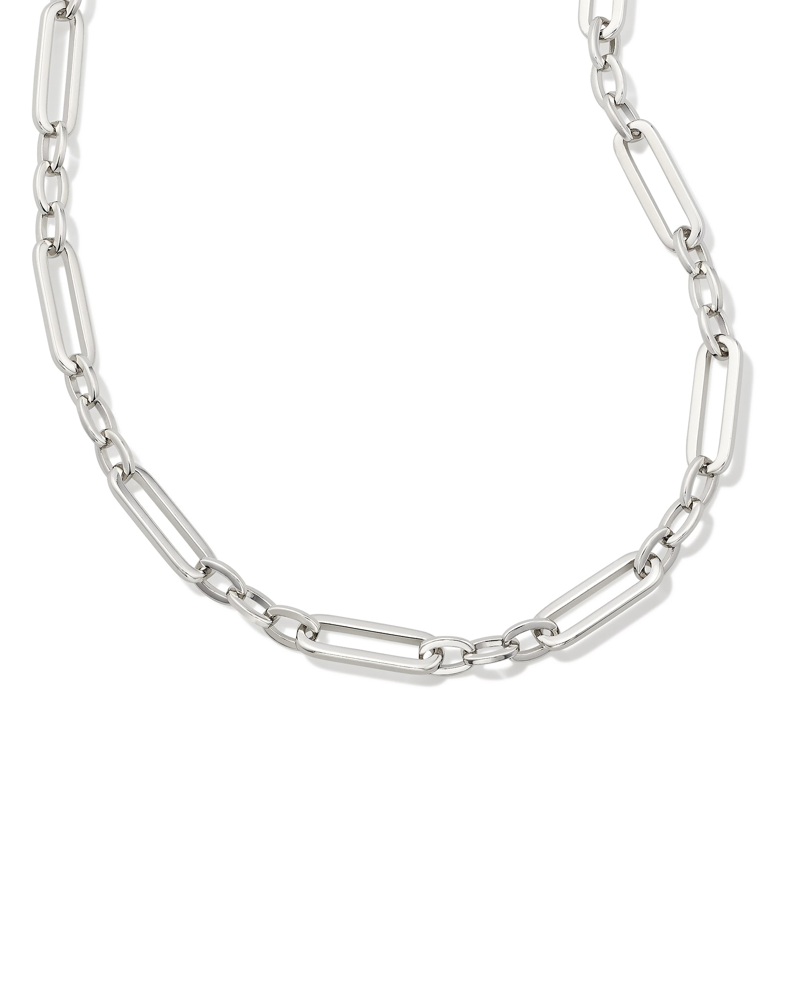 Kendra Scott Heather Link and Chain Necklace in Silver | Plated Brass/Metal Rhodium
