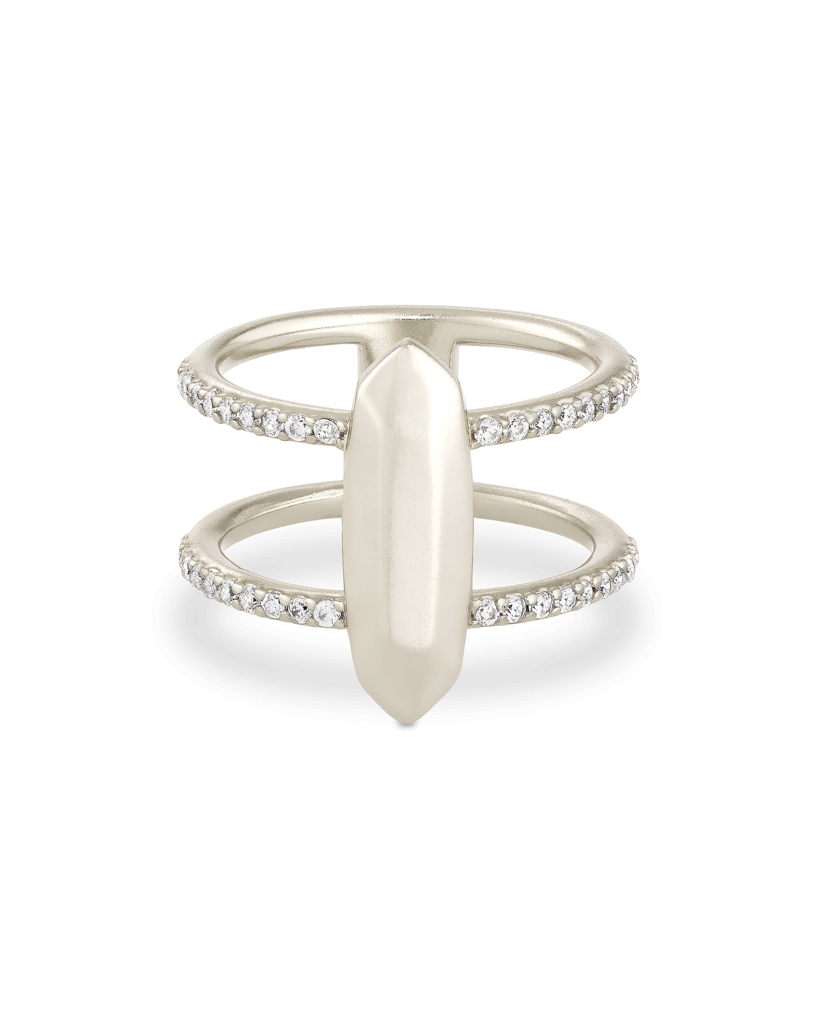 Kendra Scott Abra Silver Double Band Ring in White Crystal | Plated Brass/Cubic Zirconia/Metal Rhodium