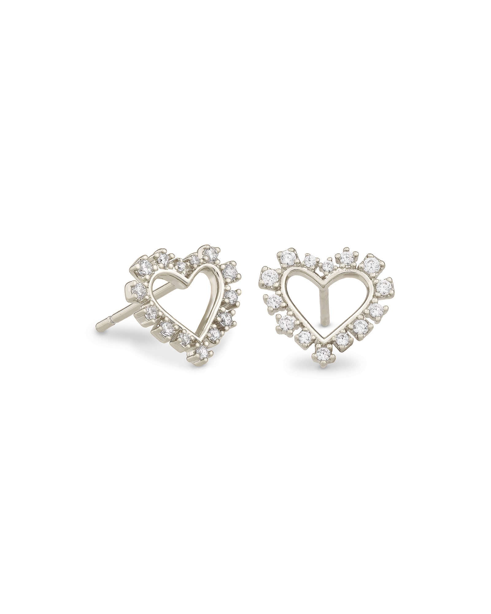 Photos - Earrings KENDRA SCOTT Ari Heart Silver Stud  in White Crystal | Crystal/Met 