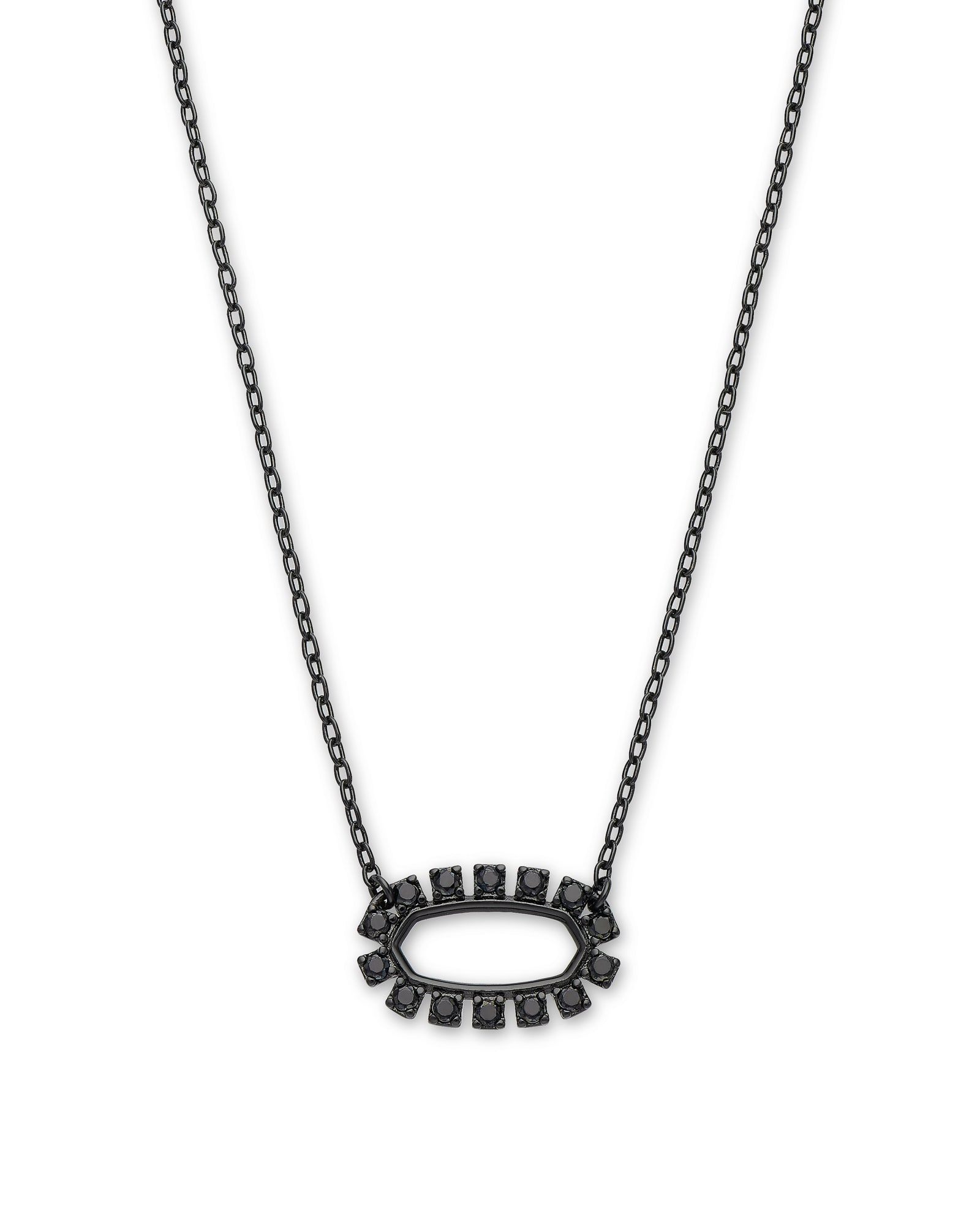 Kendra Scott Elisa Gunmetal Open Frame Pendant Necklace in Black | Spinel