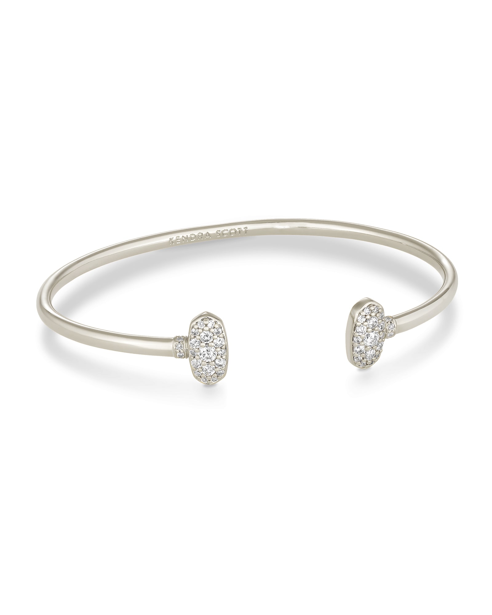 Kendra Scott Grayson Silver Cuff Bracelet in White Crystal | Crystal/Metal Rhodium