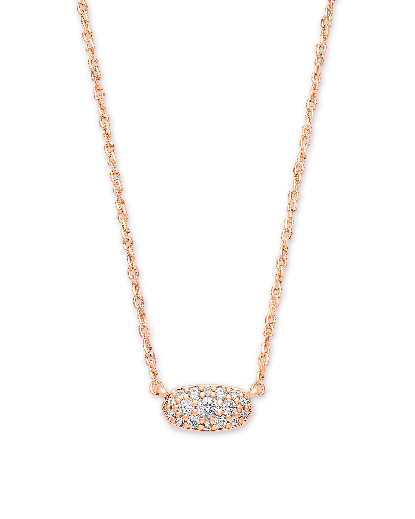 Kendra Scott Grayson Rose Gold Pendant Necklace in White Crystal | Plated Brass/Cubic Zirconia