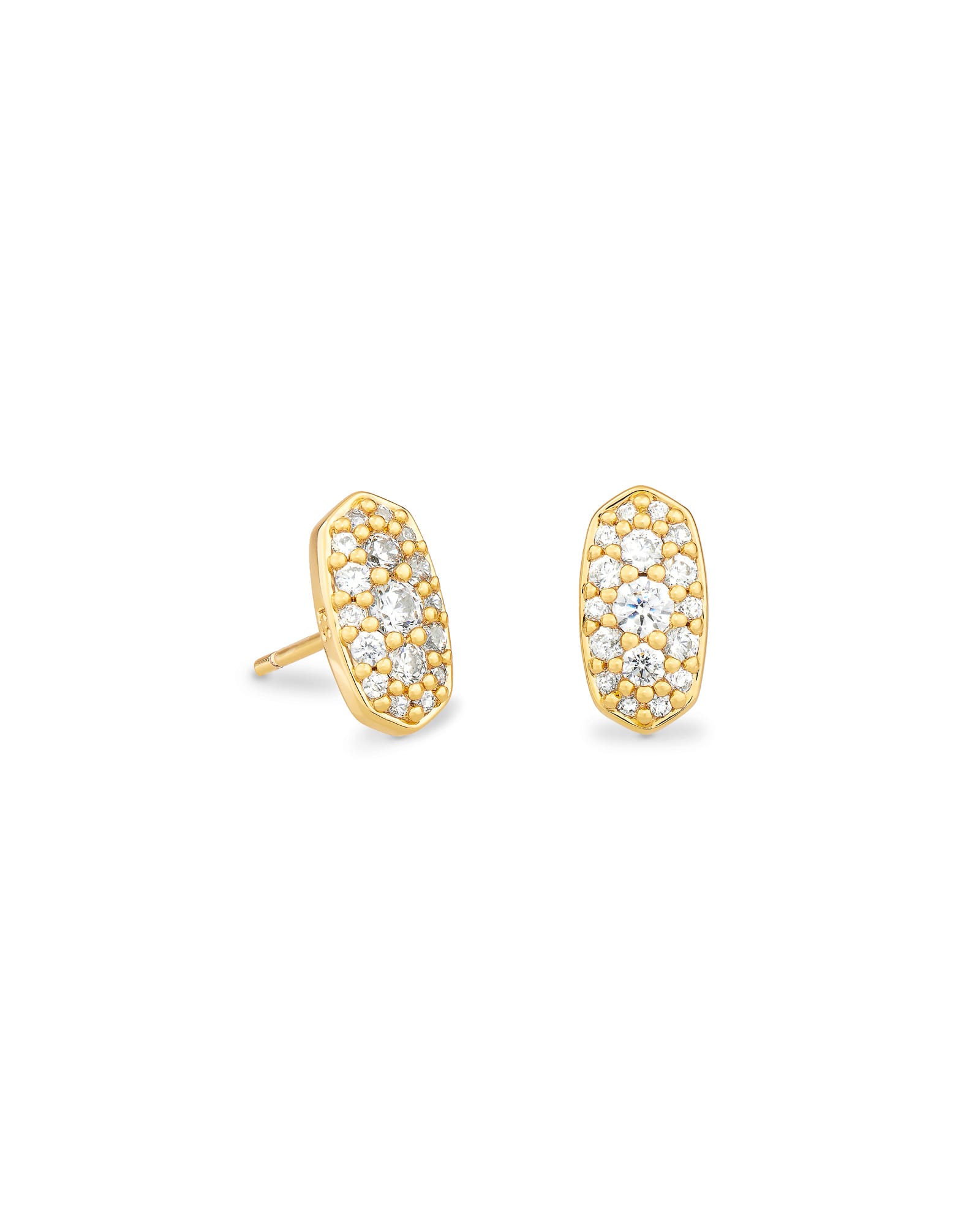 Kendra Scott Grayson Gold Stud Earrings in White | Crystal