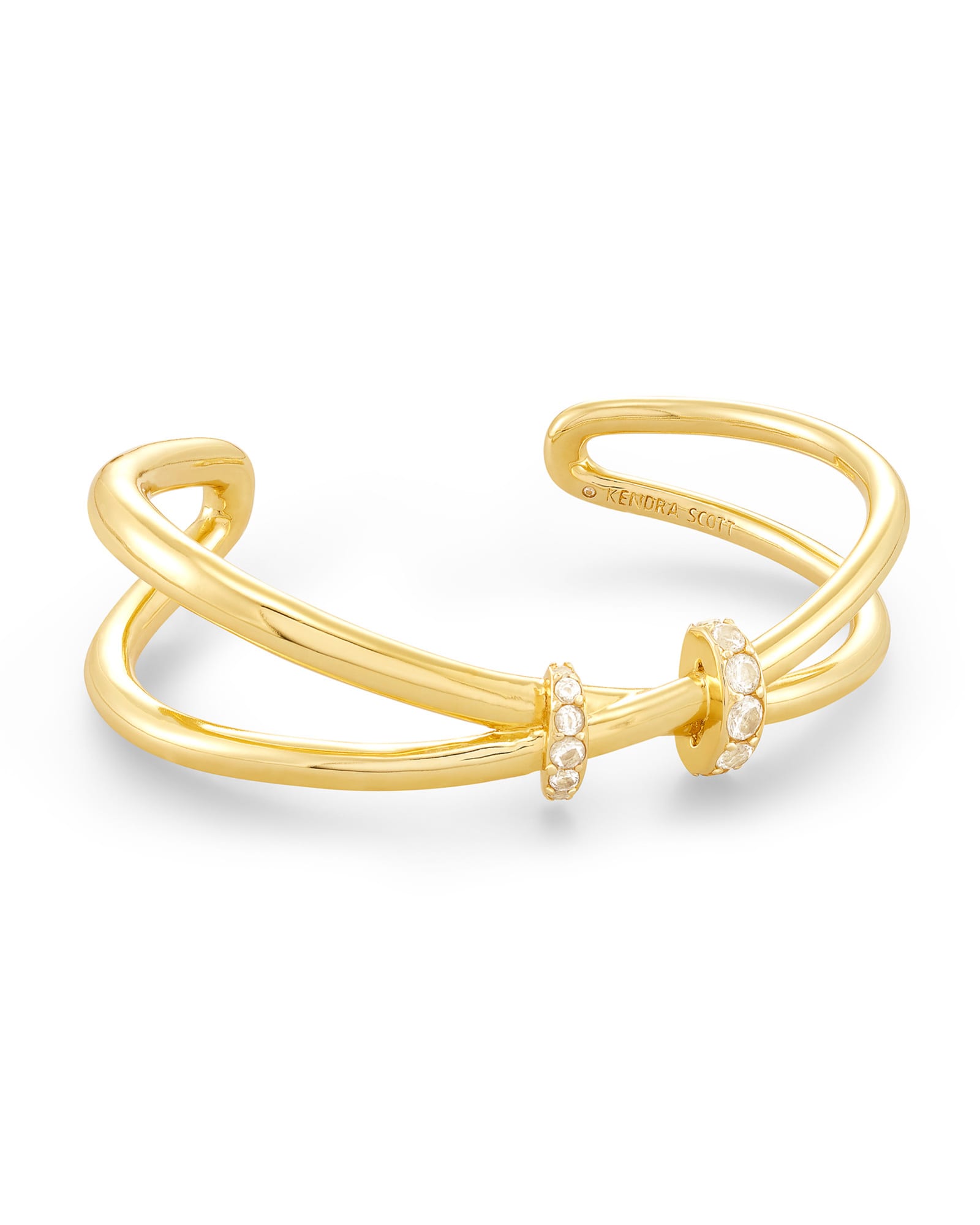 Kendra Scott Livy Gold Cuff Bracelet in White Crystal | Plated Brass/Cubic Zirconia