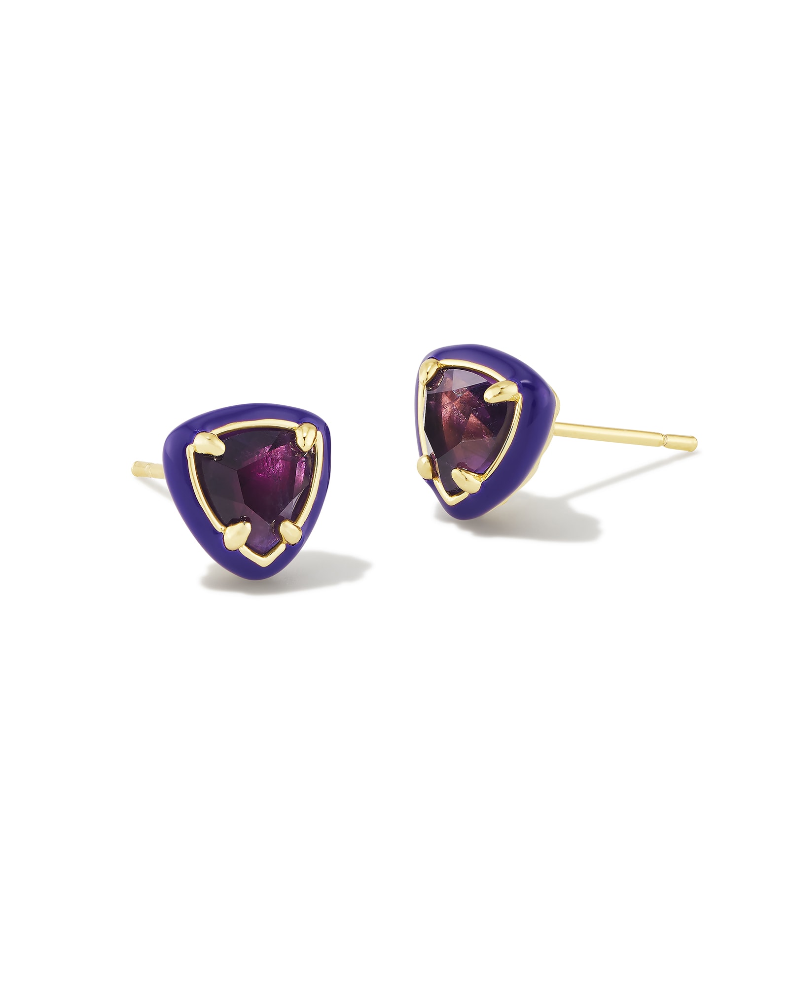 Kendra Scott Arden Gold Enamel Framed Stud Earrings in | Amethyst