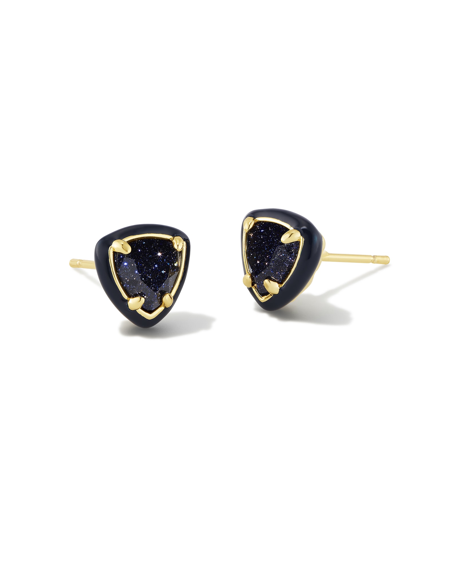 Kendra Scott Arden Gold Enamel Framed Stud Earrings in Navy | Goldstone