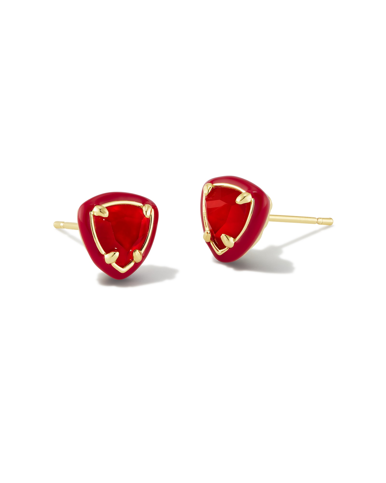 Kendra Scott Arden Gold Enamel Framed Stud Earrings in Red Illusion | Glass/Mother Of Pearl