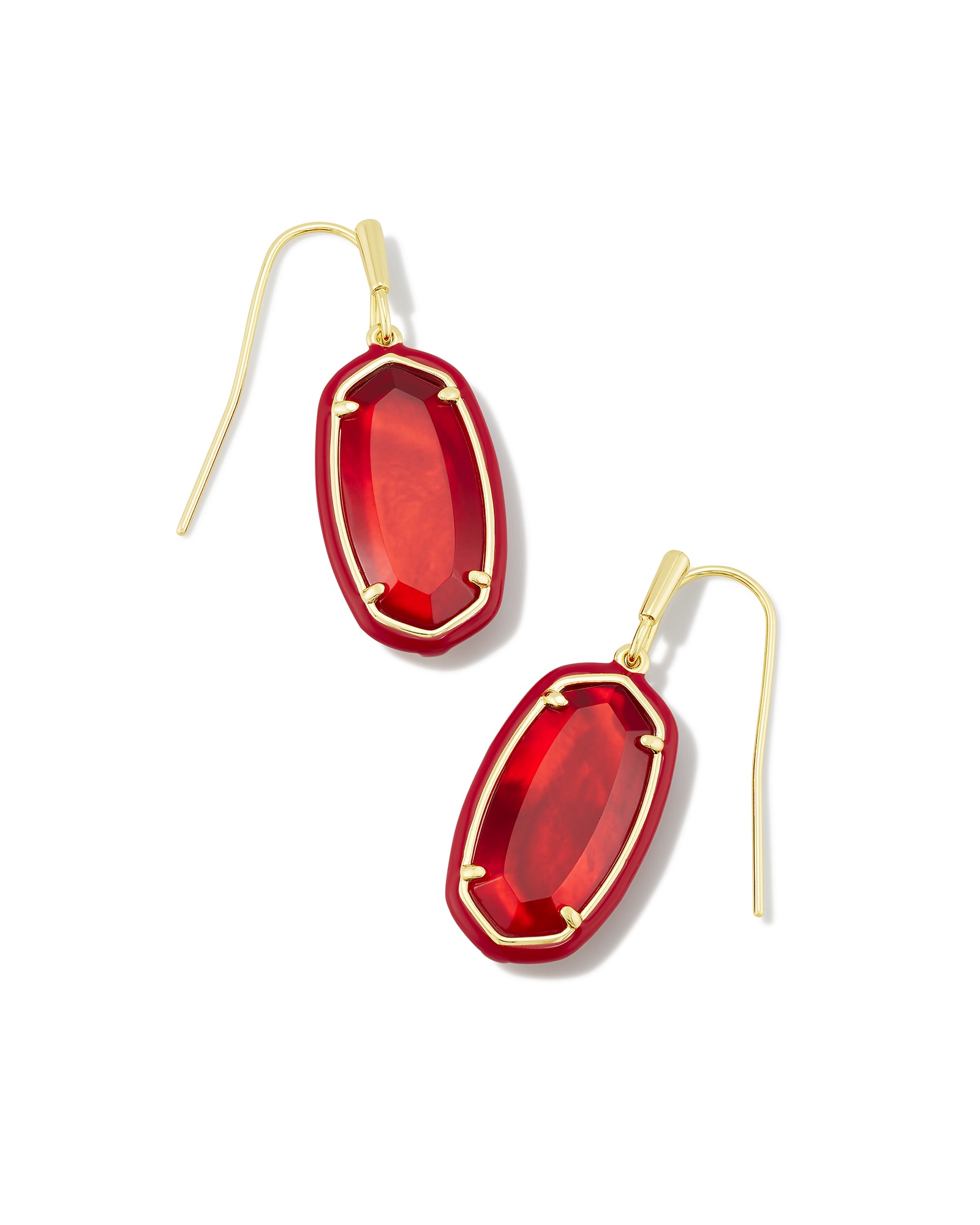 Kendra Scott Dani Gold Enamel Framed Drop Earrings in Red Illusion | Glass/Mother Of Pearl