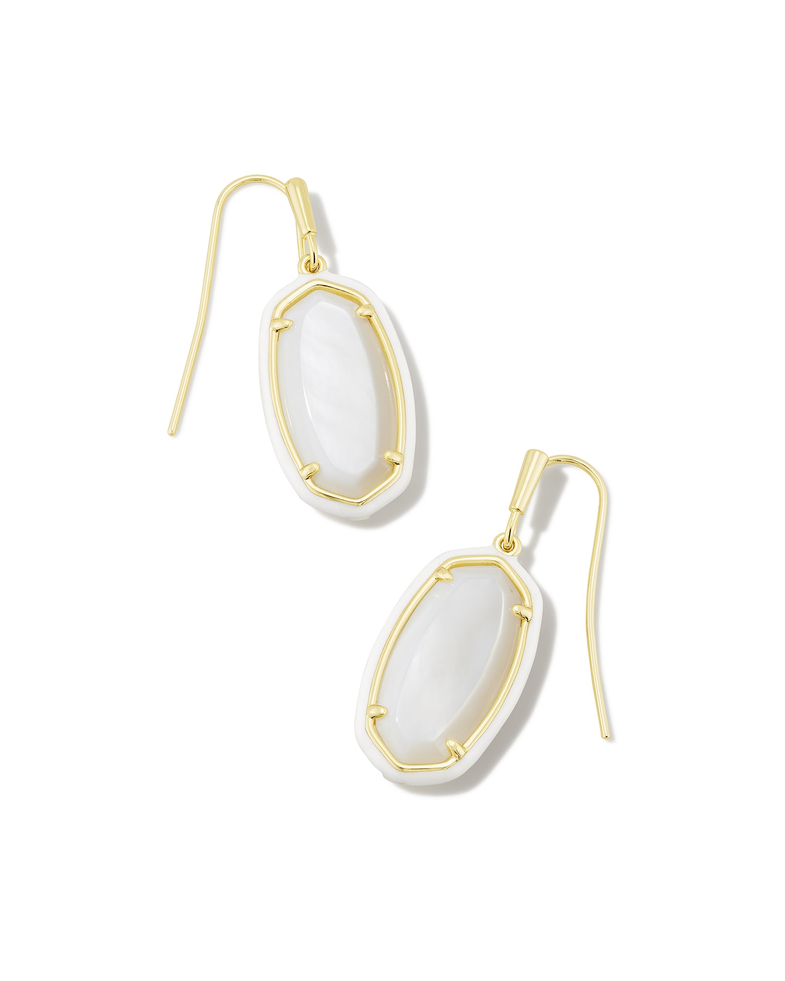 Kendra Scott Dani Gold Enamel Framed Drop Earrings in White Mother-of-Pearl | Mother Of Pearl