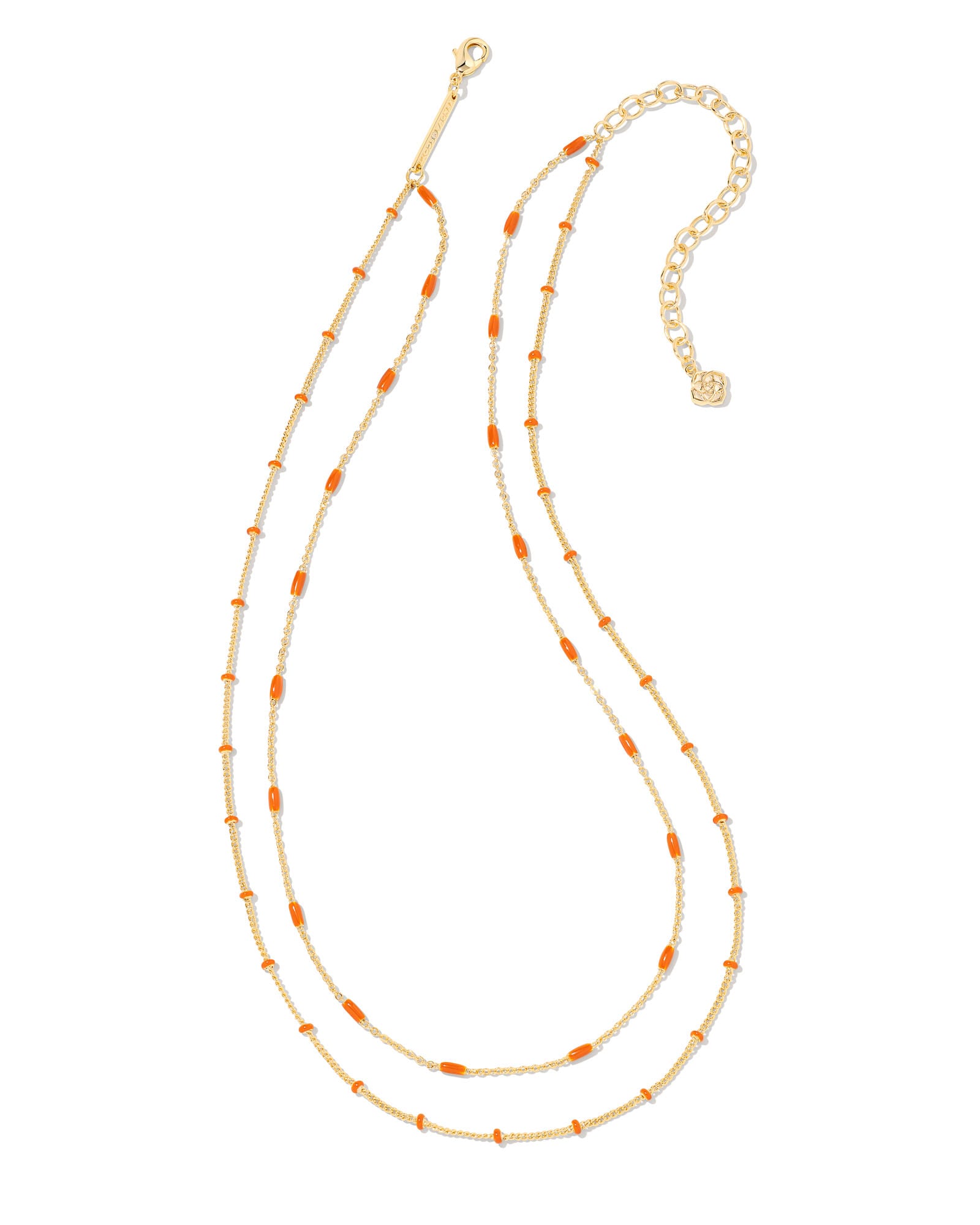 Kendra Scott Dottie Gold Multi Strand Necklace in Orange | Enamel