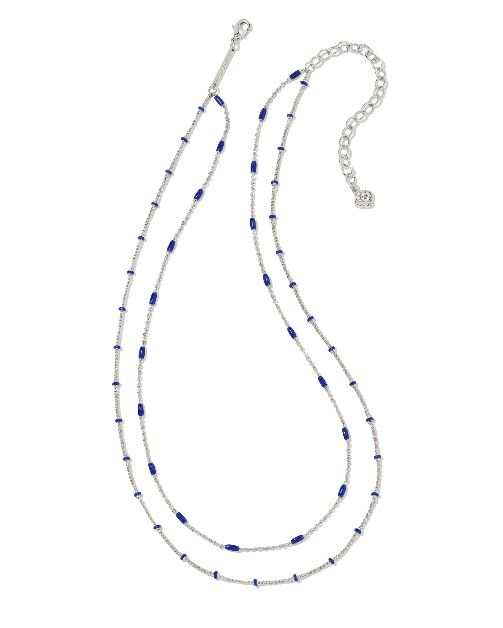 Kendra Scott Dottie Silver Multi Strand Necklace in Cobalt | Enamel/Metal Rhodium