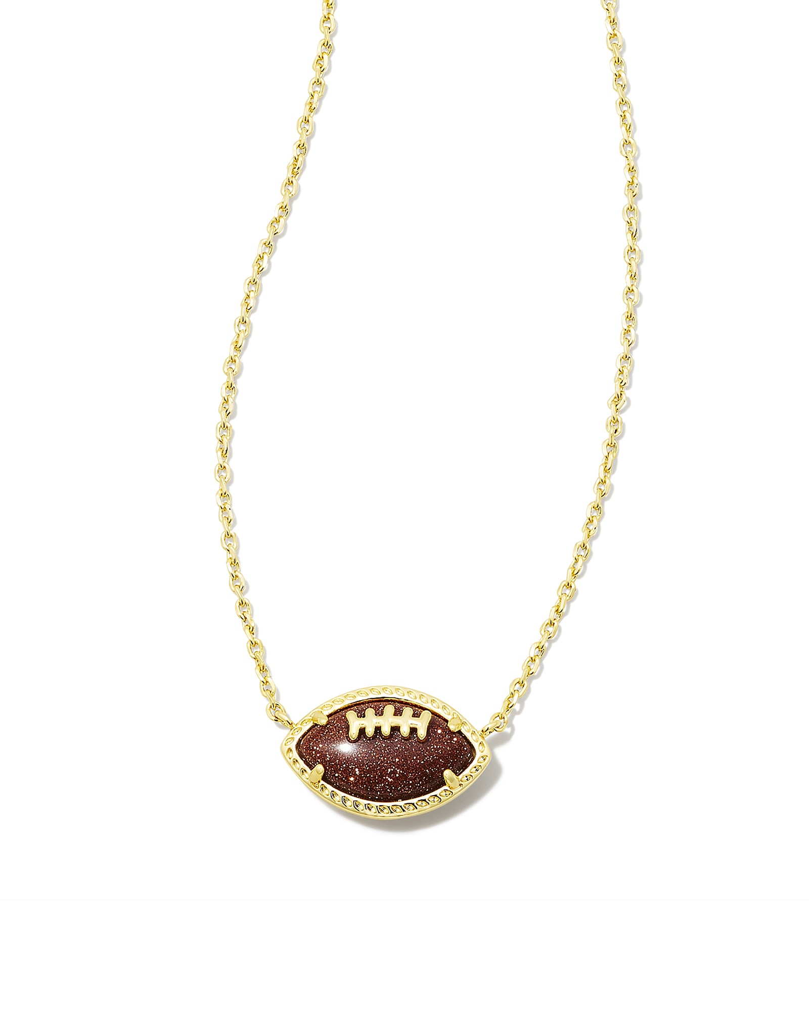 Photos - Pendant / Choker Necklace KENDRA SCOTT Football Gold Short Pendant Necklace in Orange | Goldstone 