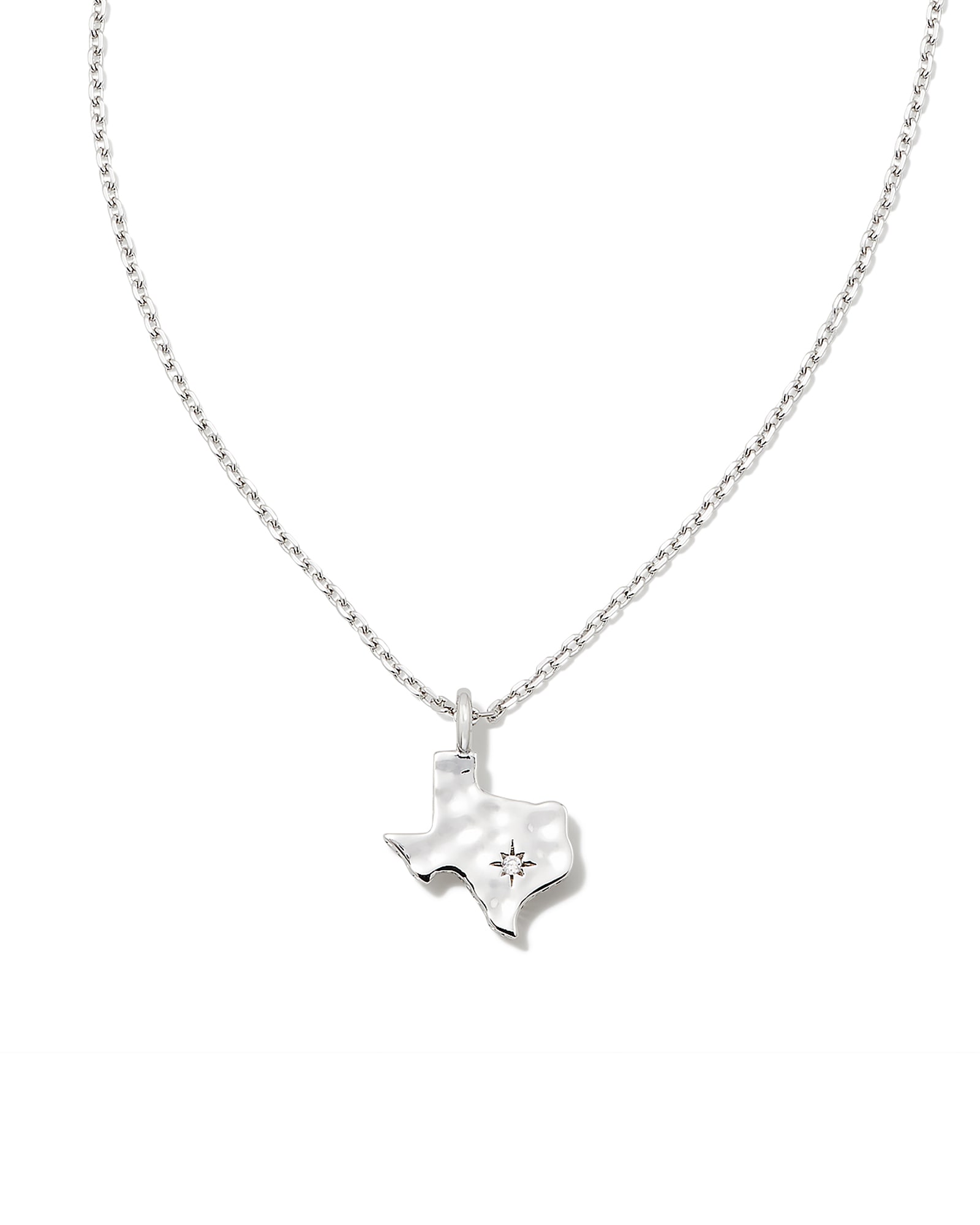 Kendra Scott Texas Short Pendant Necklace in Silver | Plated Brass/Metal Rhodium