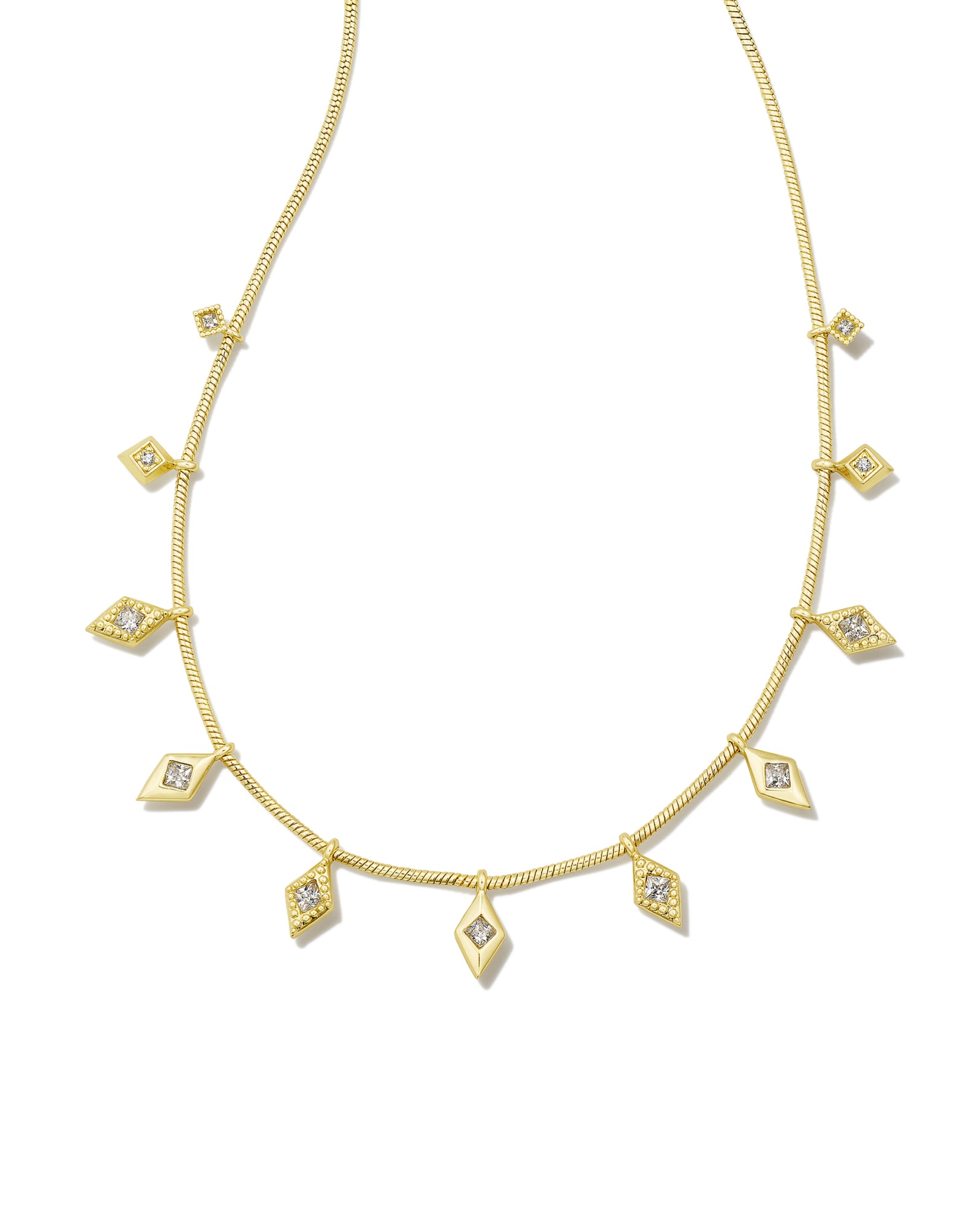Photos - Pendant / Choker Necklace KENDRA SCOTT Kinsley Gold Strand Necklace in White | Crystal 