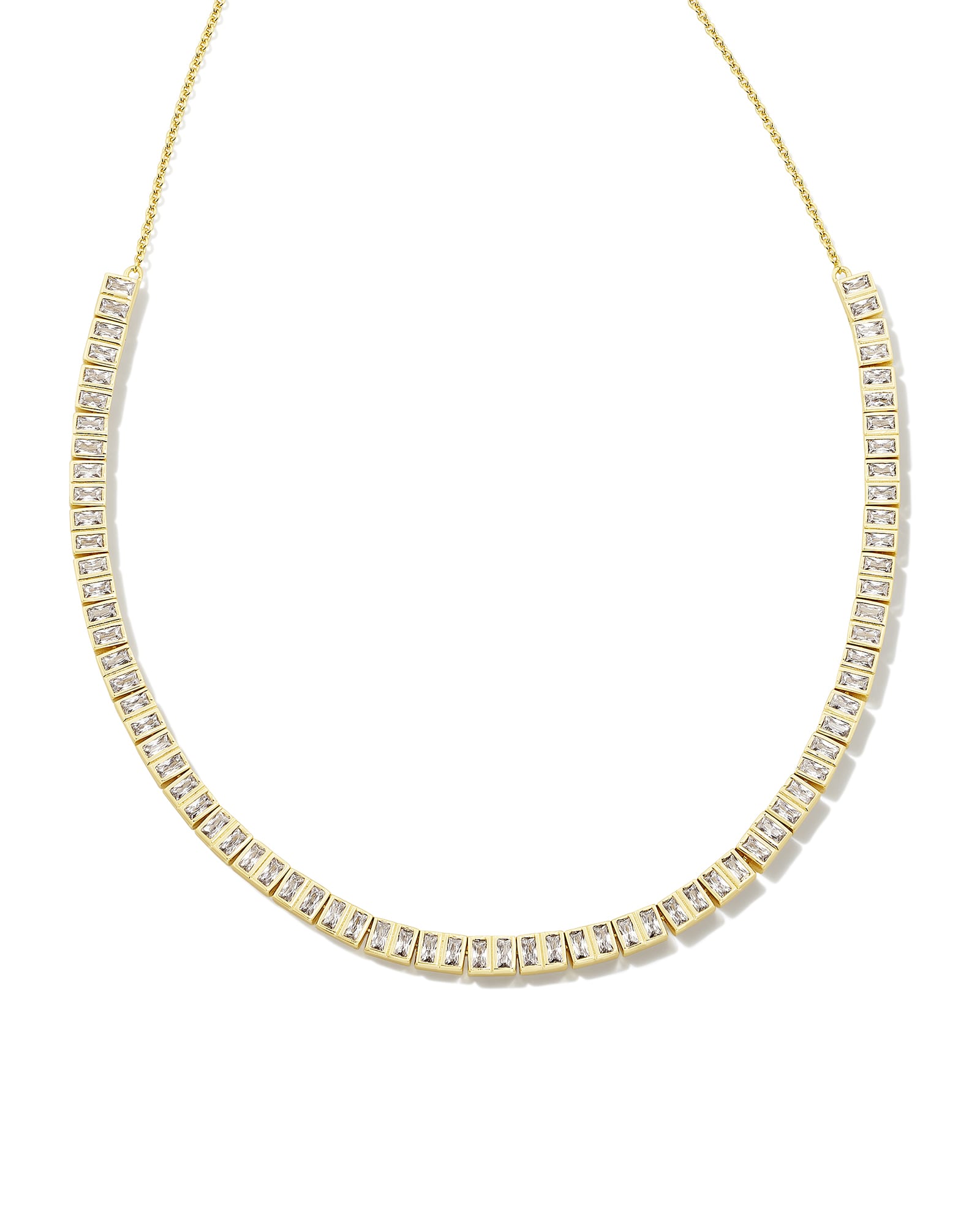 Kendra Scott Gracie Gold Tennis Necklace in White | Crystal