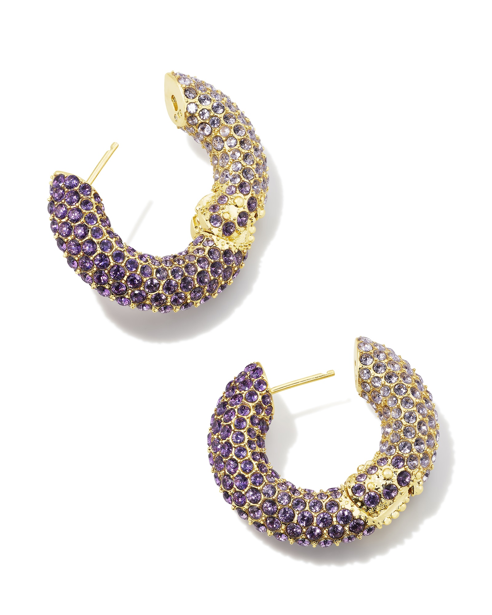 Photos - Earrings KENDRA SCOTT Mikki Gold Pave Hoop  in Purple Mauve Ombre Mix | Cry 