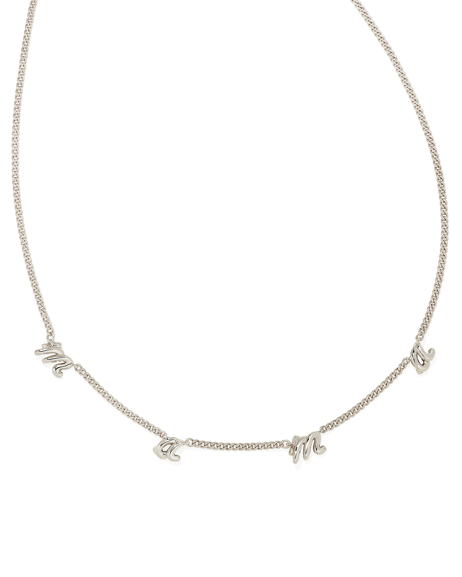 Kendra Scott Mama Script Strand Necklace in Silver | Plated Brass/Metal Rhodium