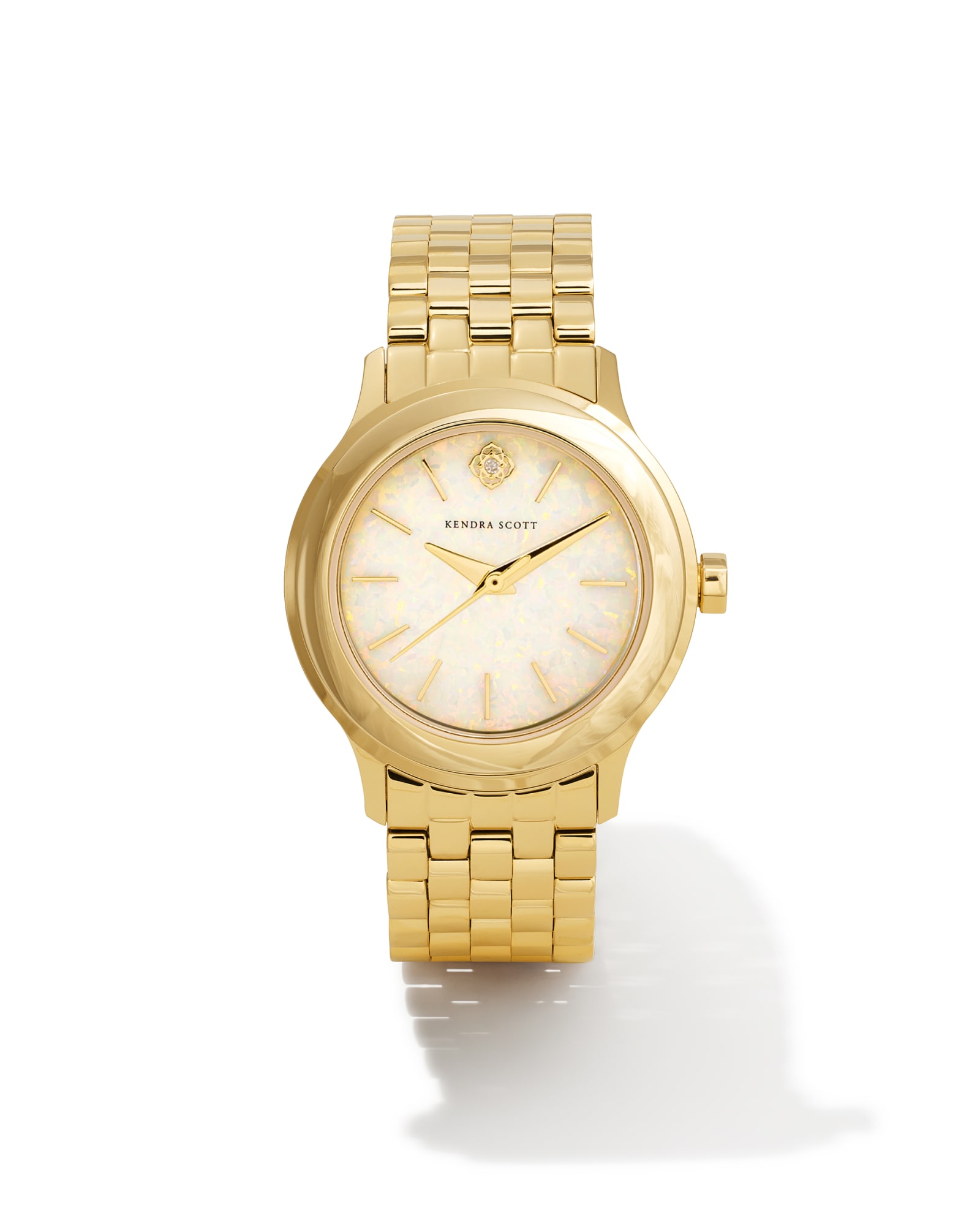 Kendra Scott Alex Gold Tone Stainless Steel 35mm Watch in White | Opal