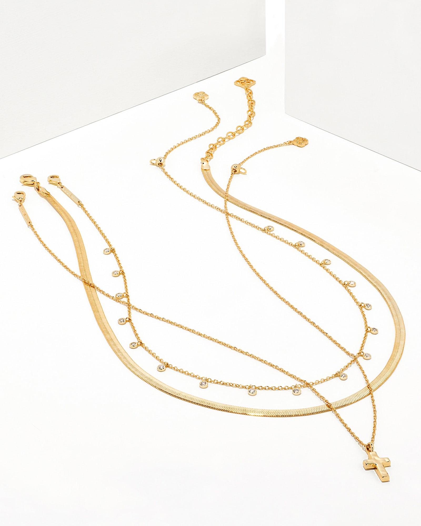 Kendra Scott Cross Necklace Layering Set in Gold | Plated Brass