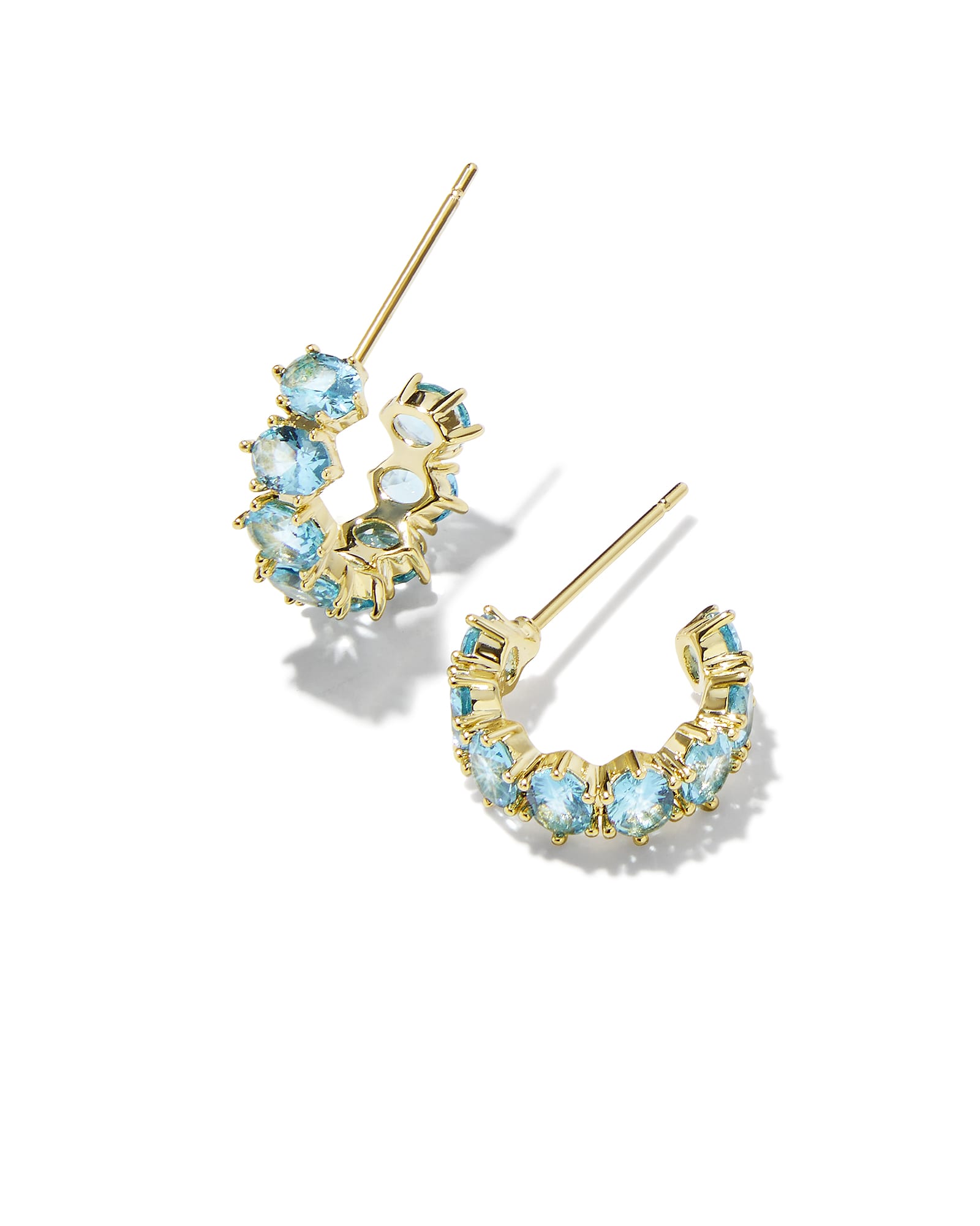 Photos - Earrings KENDRA SCOTT Cailin Gold Huggie  in Aqua Crystal | Nano Crystal 