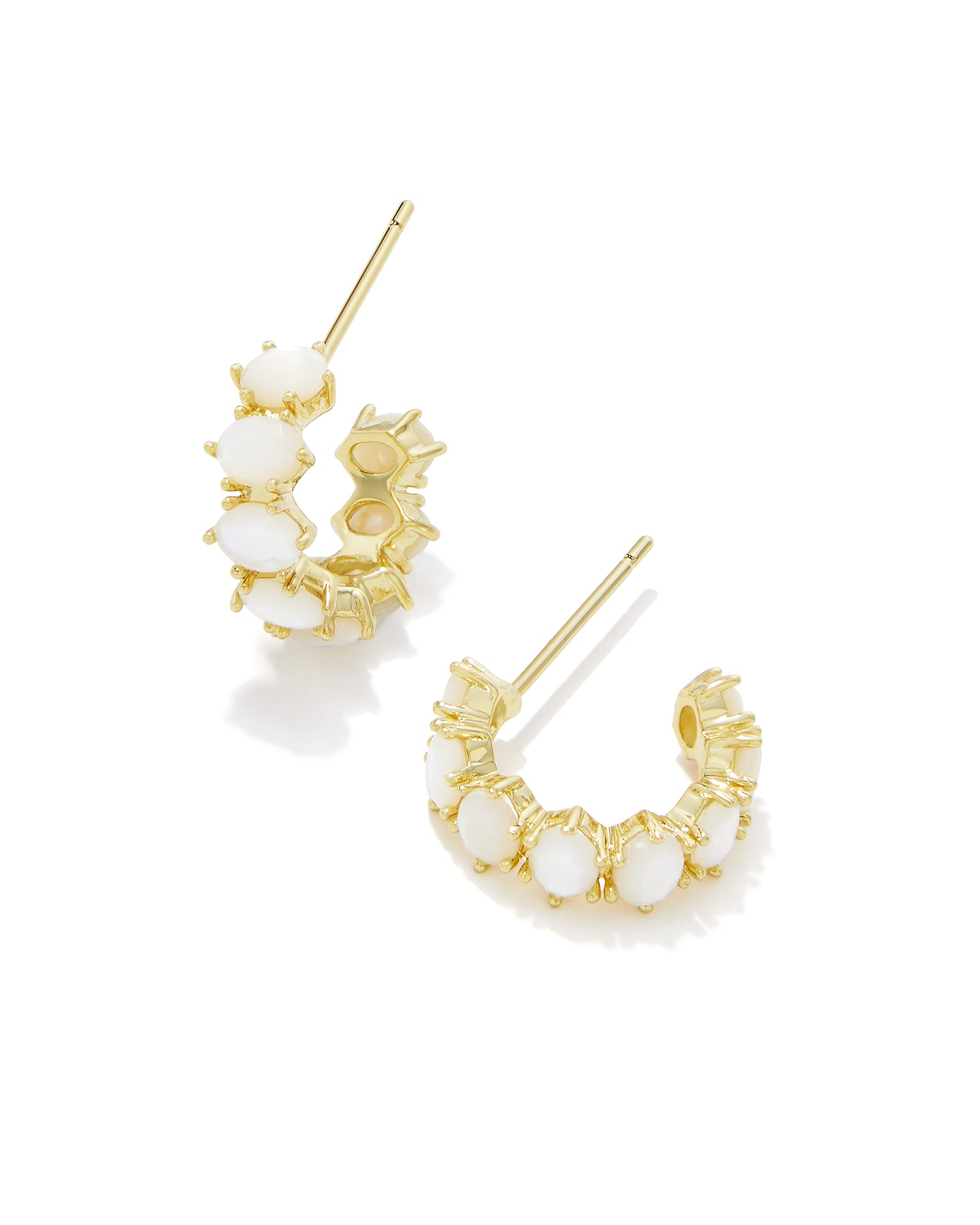 Photos - Earrings KENDRA SCOTT Cailin Gold Huggie  in Ivory Mother-of-Pearl | Nano C 