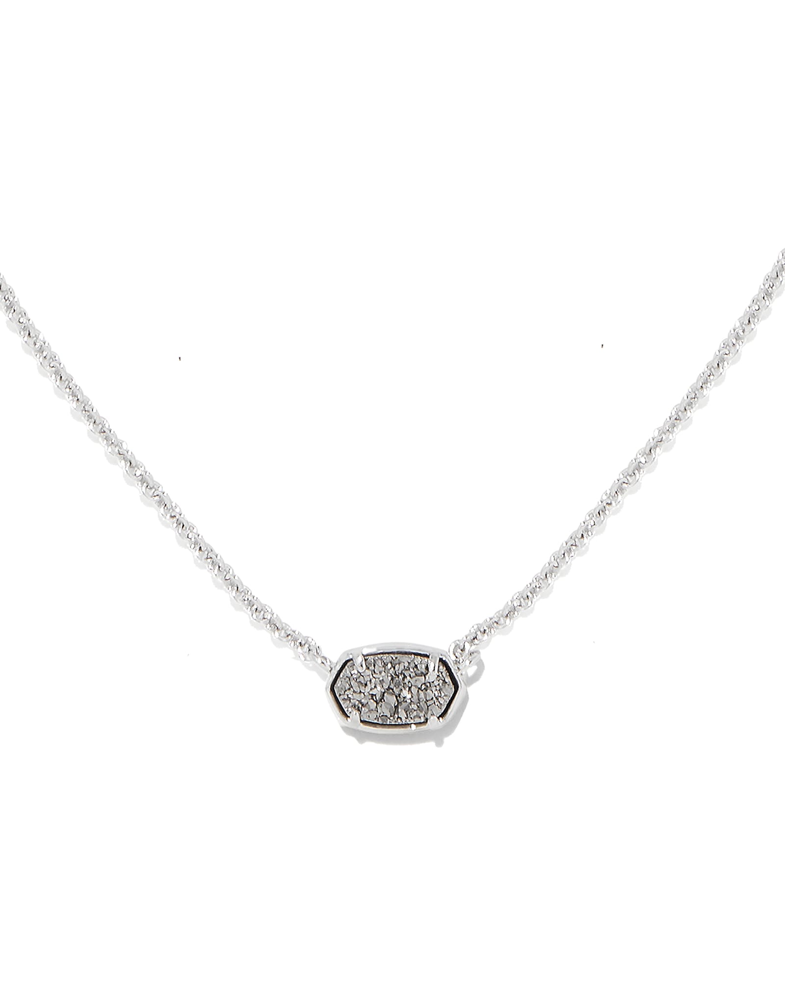 Kendra Scott Emilie Silver Short Pendant Necklace in Platinum Drusy | Drusy/Metal Rhodium