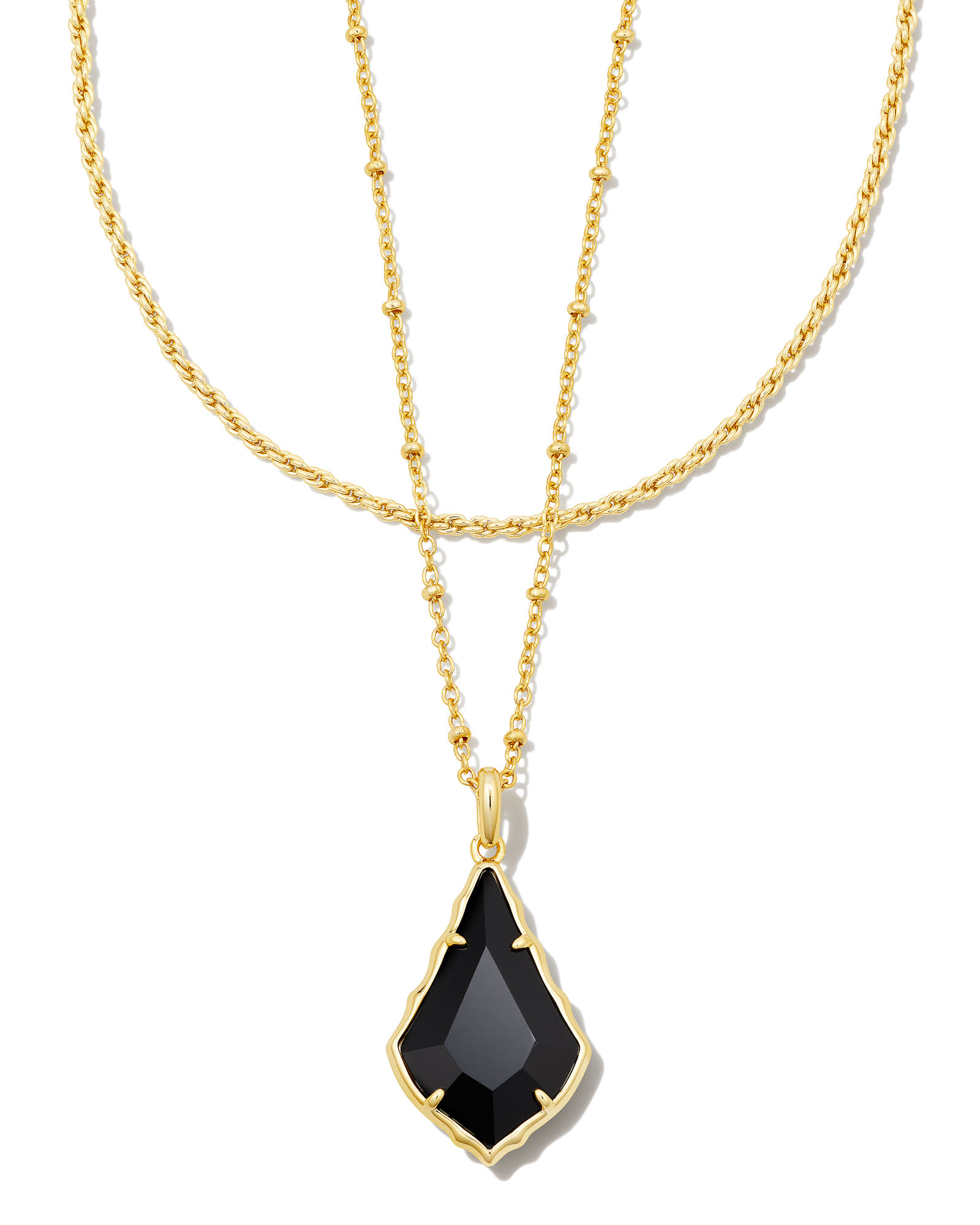 Kendra Scott Faceted Alex Gold Convertible Necklace in Black Opaque | Glass