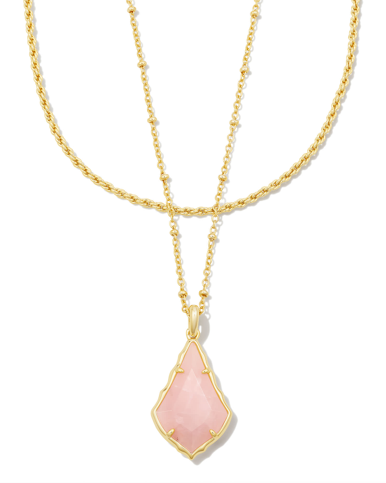 Kendra Scott Faceted Alex Gold Convertible Necklace in Rose | Quartz