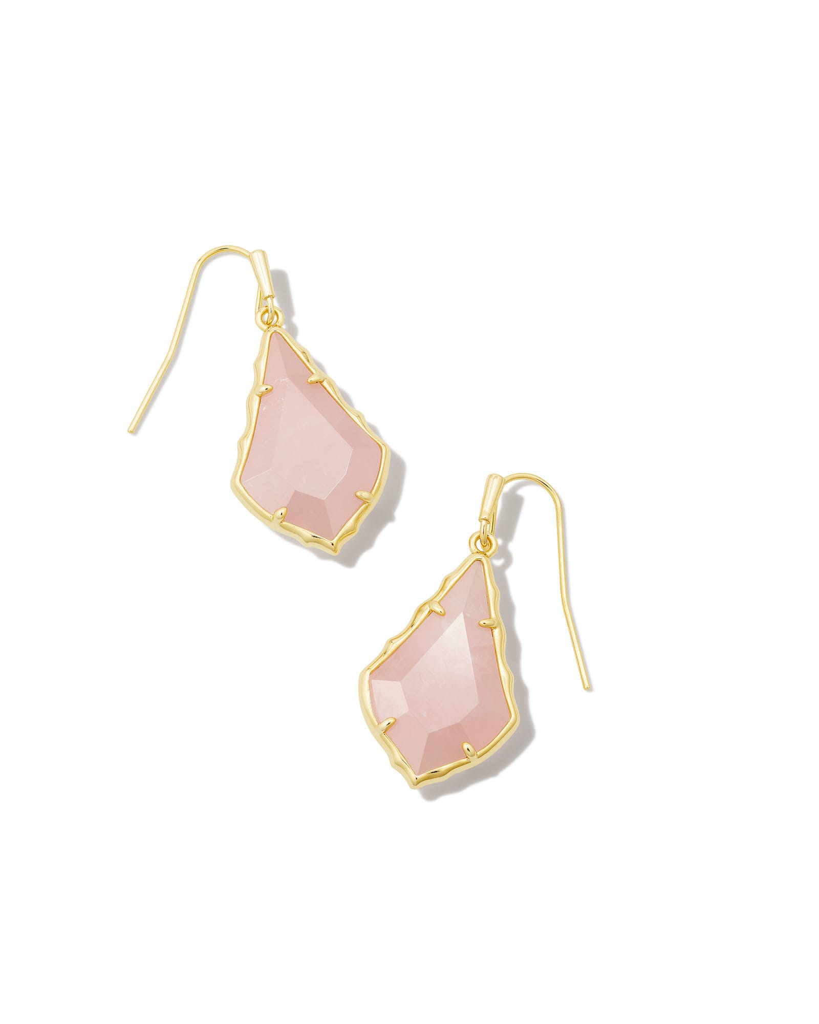 Kendra Scott Small Faceted Alex Gold Drop Earrings in Rose | Quartz