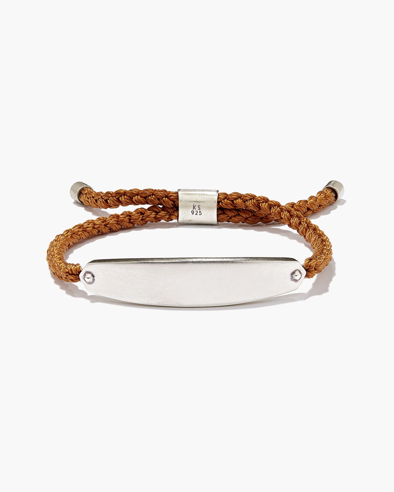 Kendra Scott Men's Robert Oxidized Sterling Silver Bracelet in Dark Orange Leather | Cord