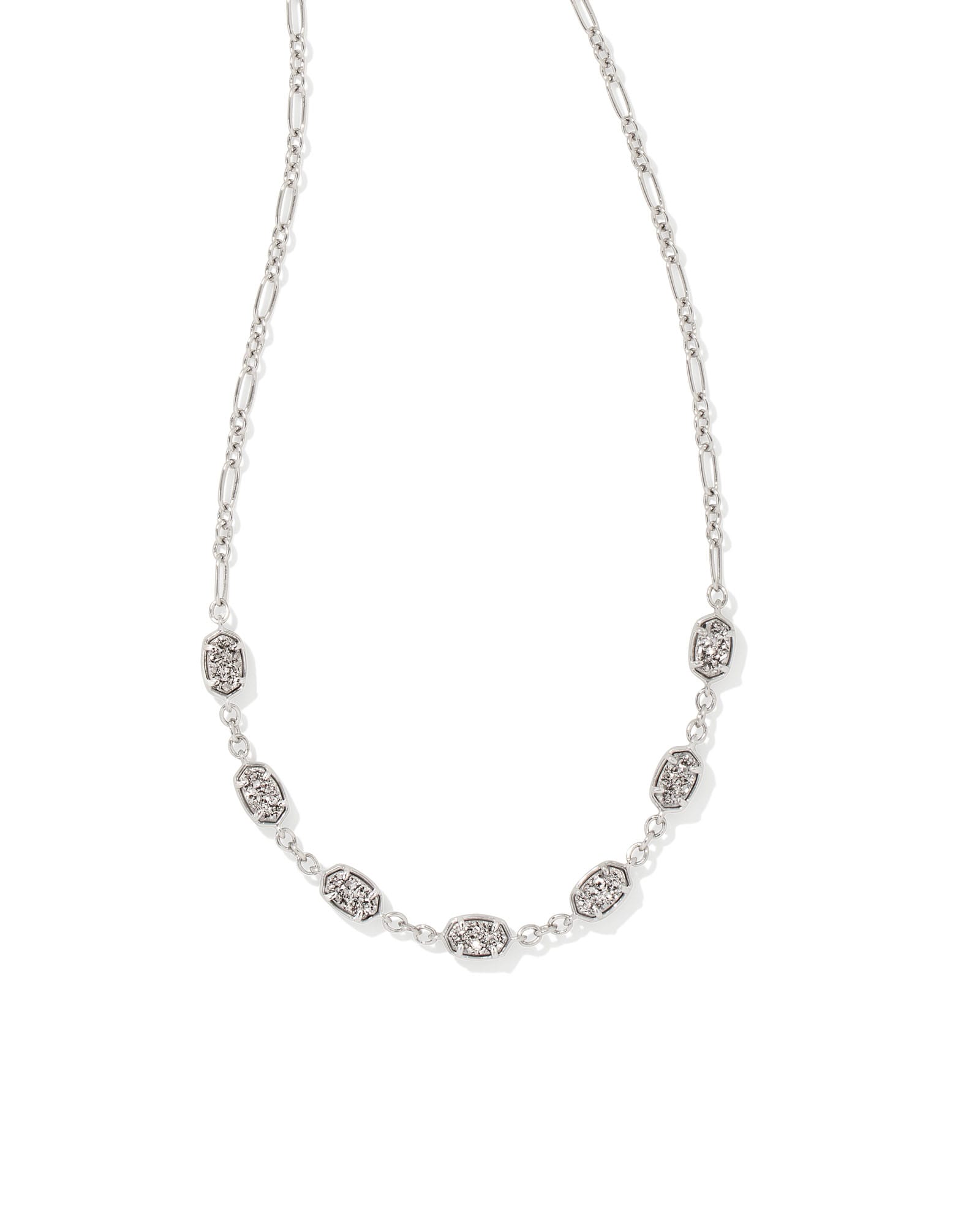 Blair Silver Jewel Chain Necklace in White Crystal