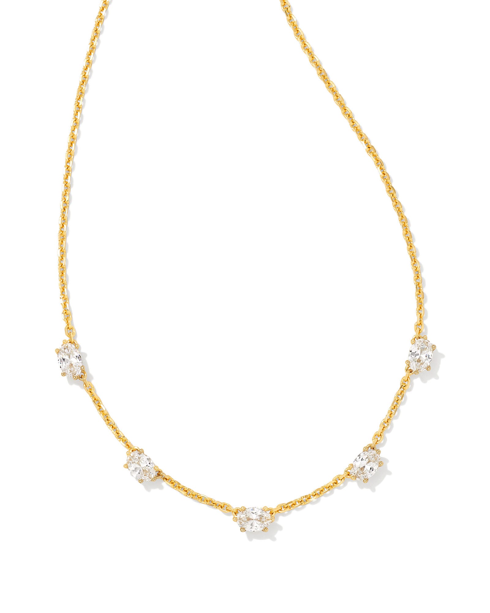 Kendra Scott Cailin Gold Crystal Strand Necklace in White Crystal | 14K Yellow Gold