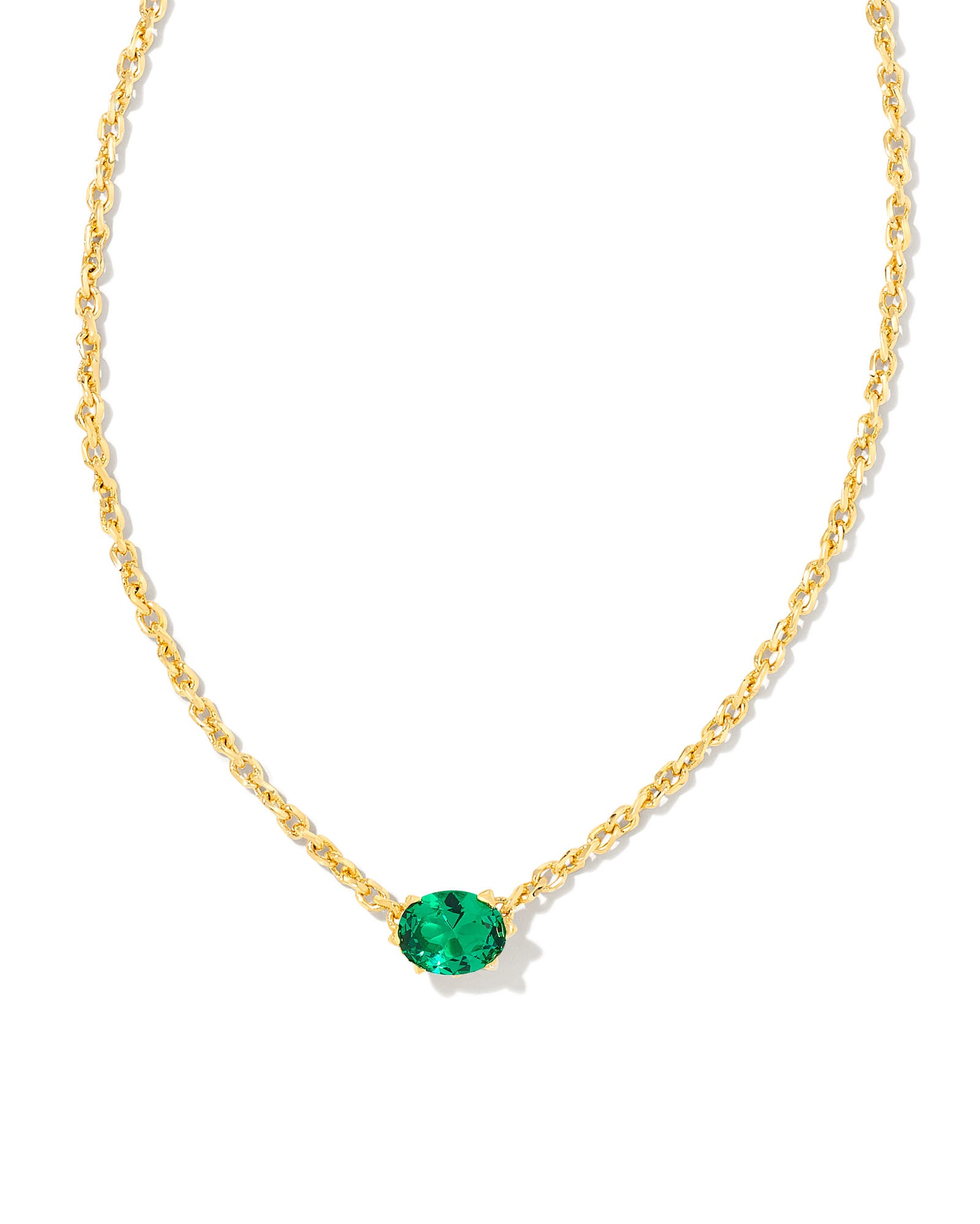 Kendra Scott Cailin Gold Pendant Necklace in Green Crystal | Nano Crystal