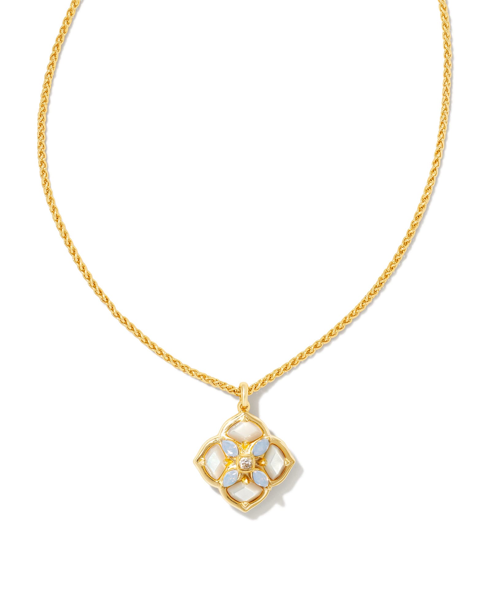 Kendra Scott Dira Stone Gold Short Pendant Necklace in Ivory Mix | Nano Crystal