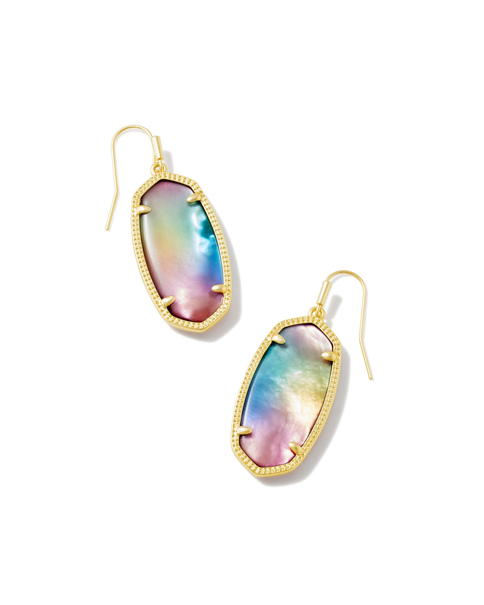 Photos - Earrings KENDRA SCOTT Elle Gold Drop  in Yellow Watercolor Illusion | Mixed 