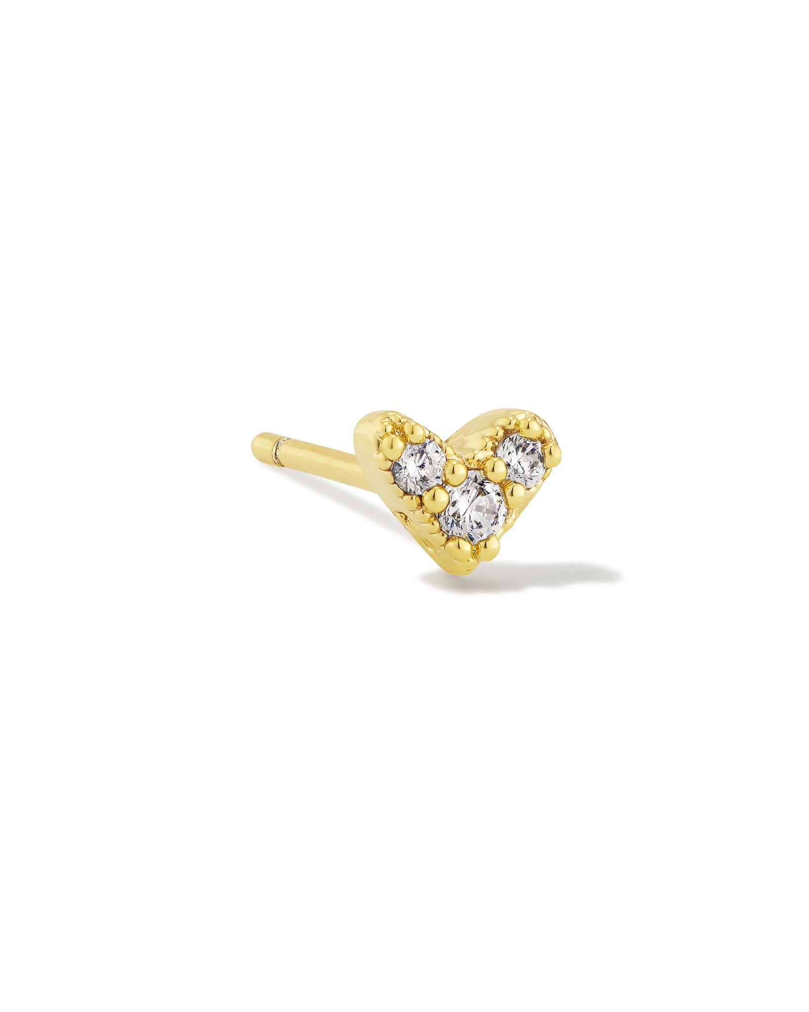 Kendra Scott Haven Gold Heart Single Stud Earring in White | Crystal