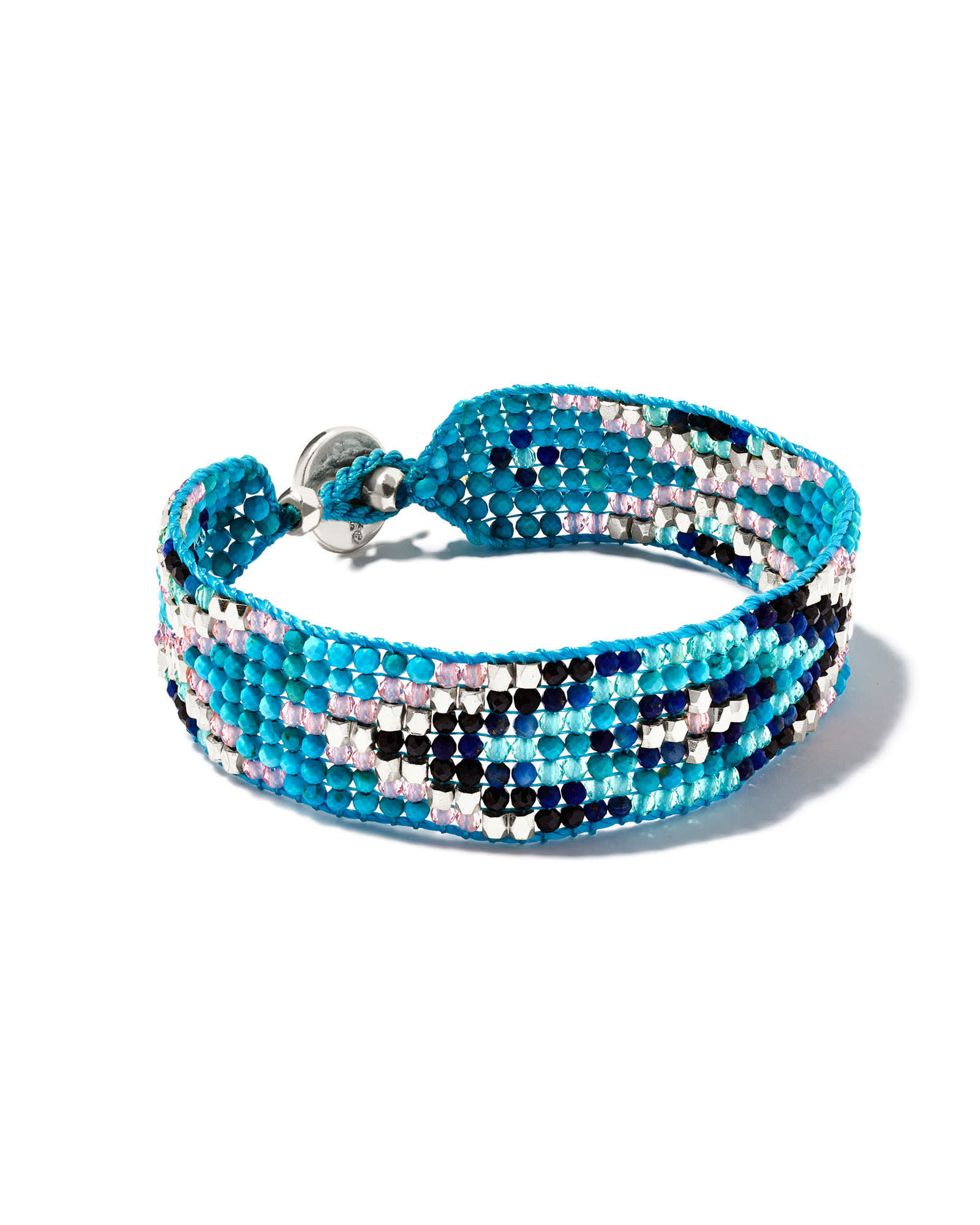 Kendra Scott Britt Silver Beaded Bracelet in Turquoise Mix | Mixed Stones/Metal Rhodium