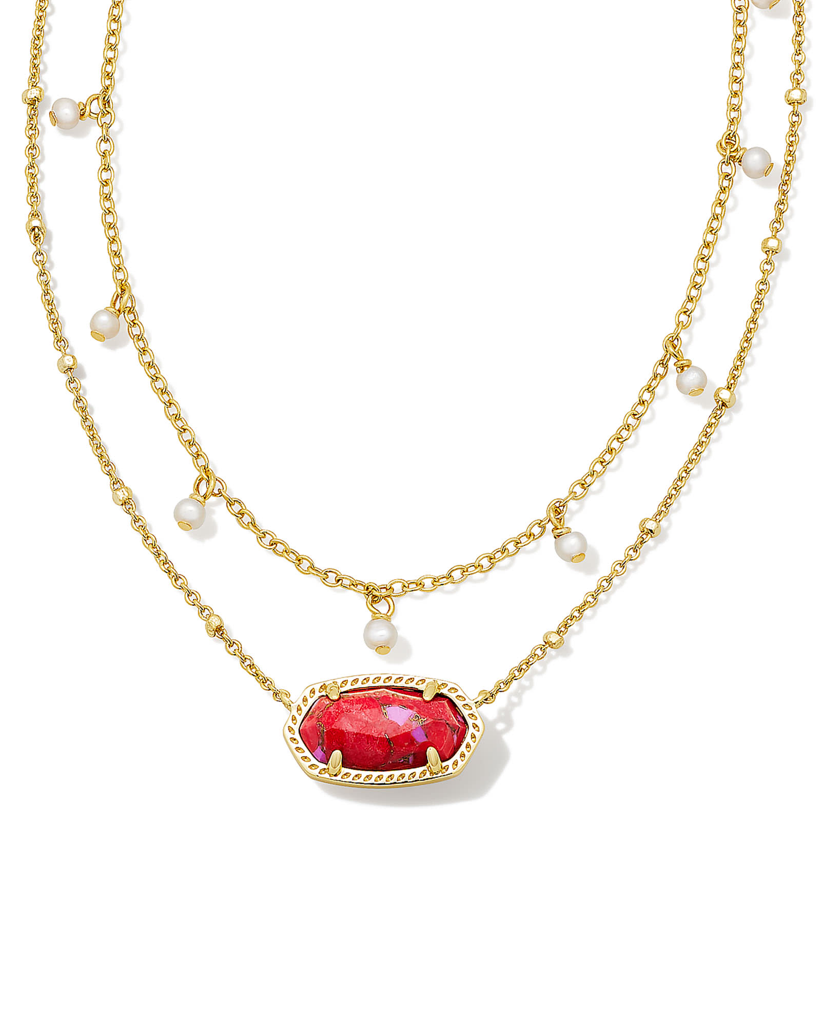 Ari Heart Multi Strand Necklace in Rose Gold